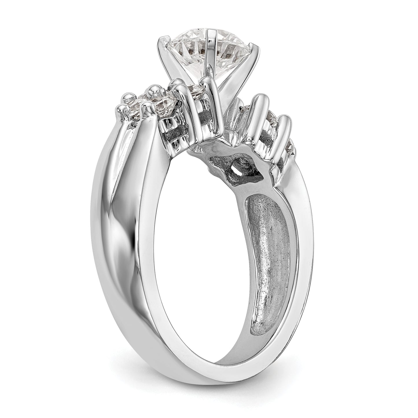 14K White Gold Diamond Peg Set Engagement Ring