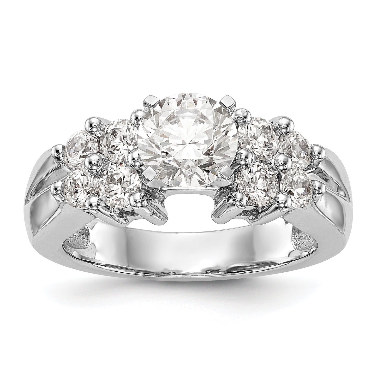 14K White Gold Diamond Peg Set Engagement Ring