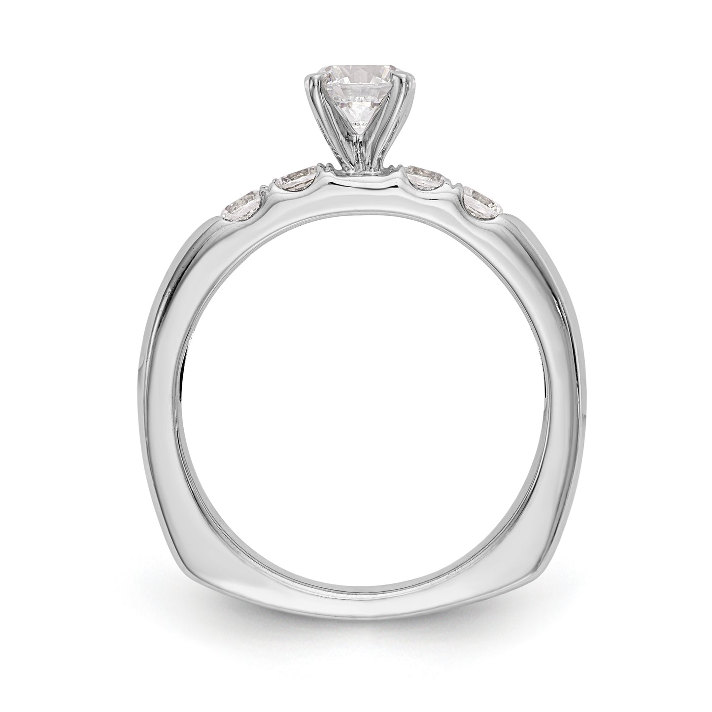 14K White Gold Diamond Peg Set Engagement Ring