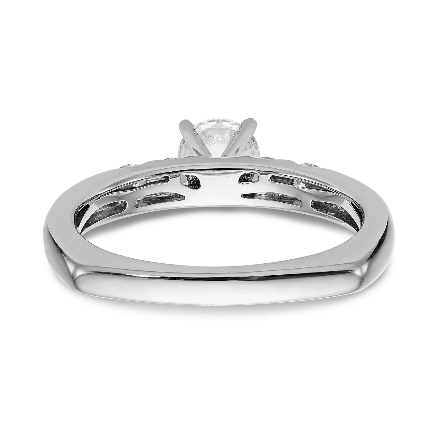 14K White Gold Diamond Peg Set Engagement Ring