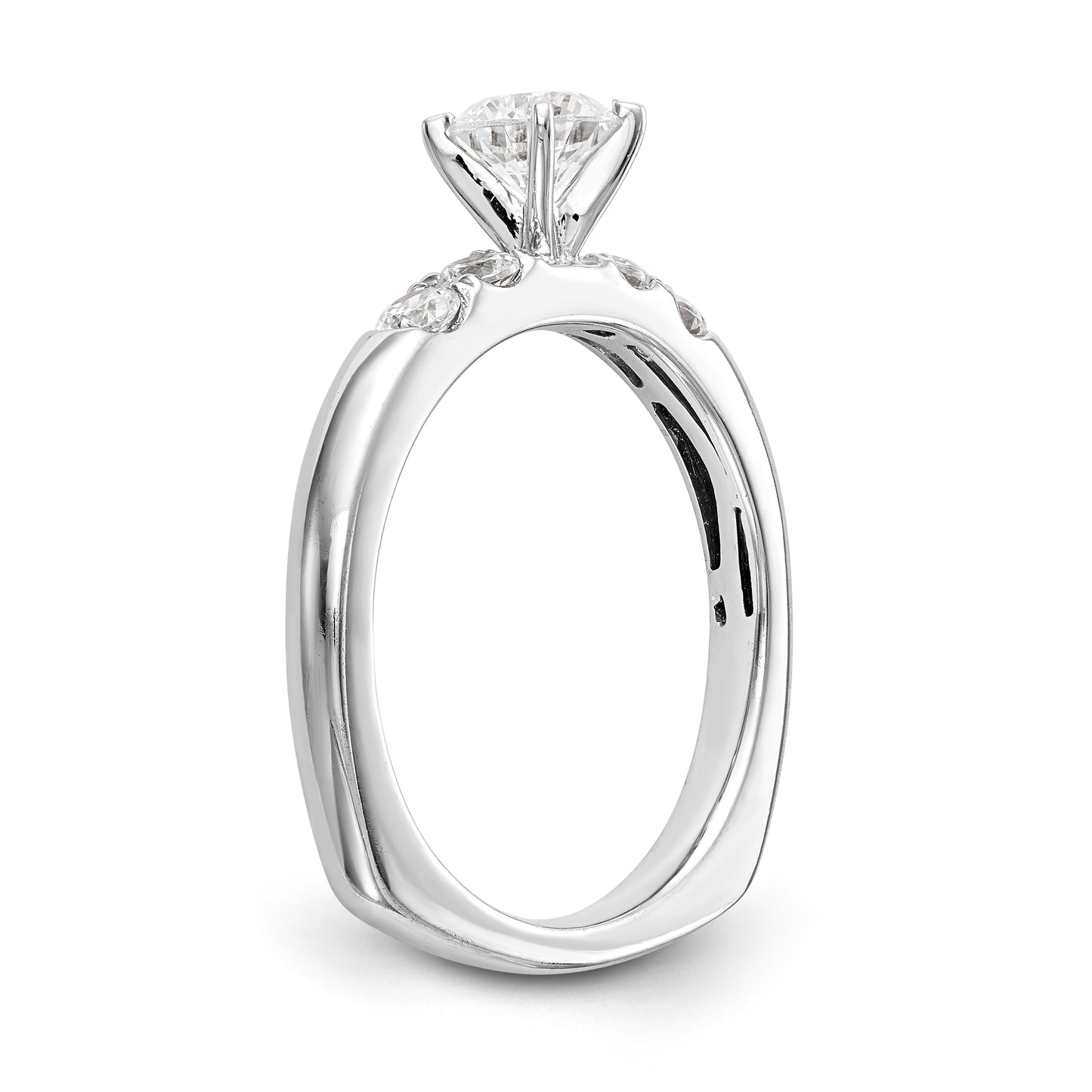 14K White Gold Diamond Peg Set Engagement Ring