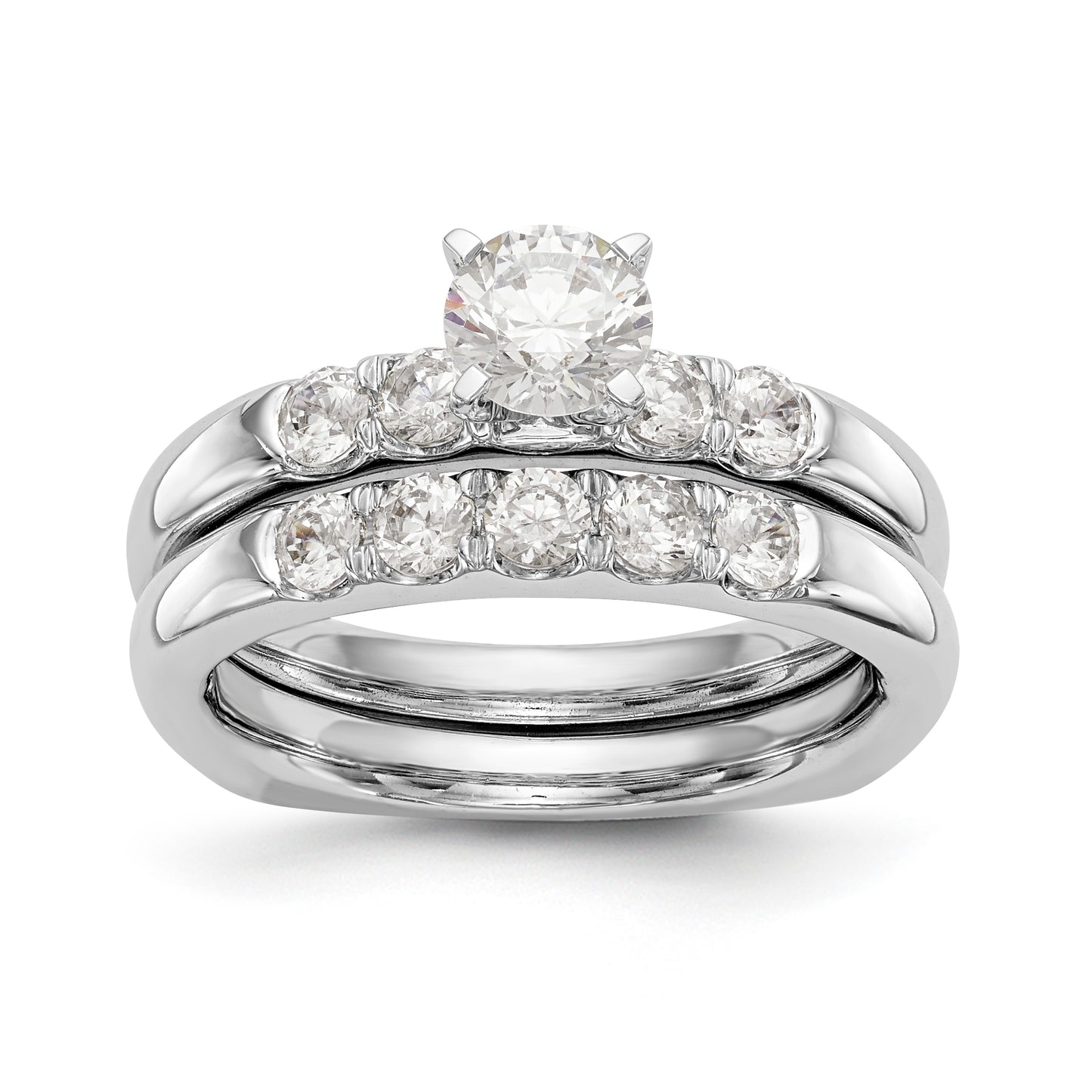 14K White Gold Diamond Peg Set Engagement Ring