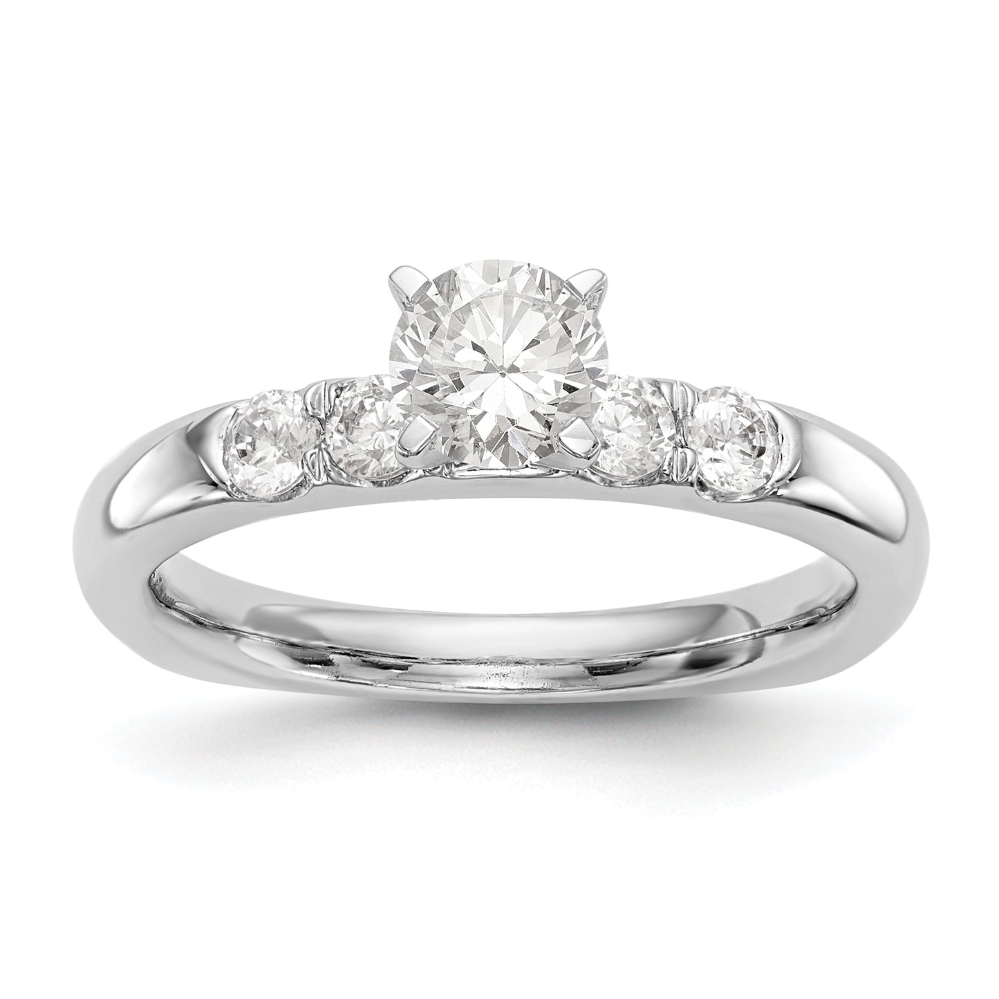 14K White Gold Diamond Peg Set Engagement Ring