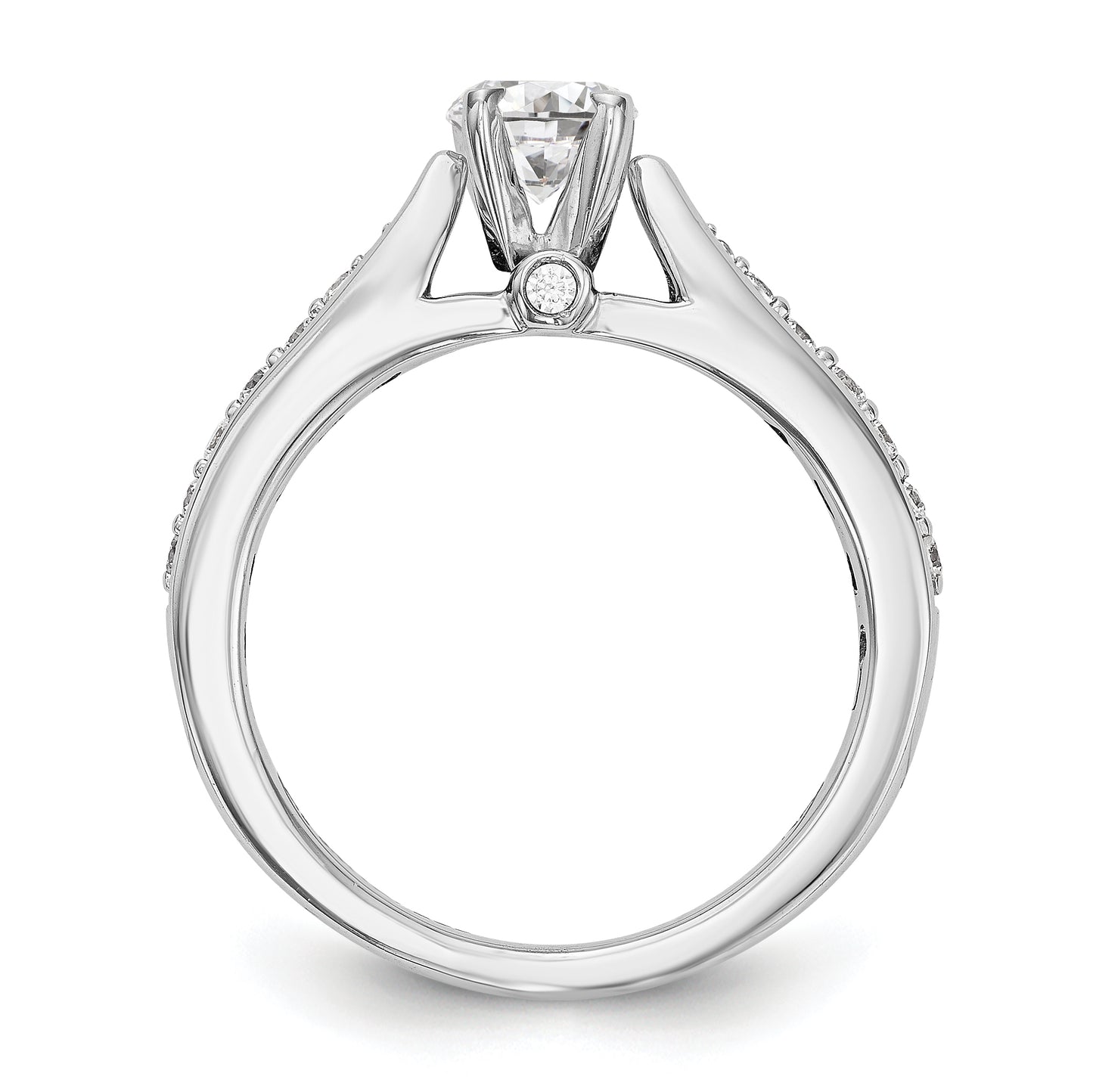 14K White Gold Diamond Peg Set CZ Engagement Ring