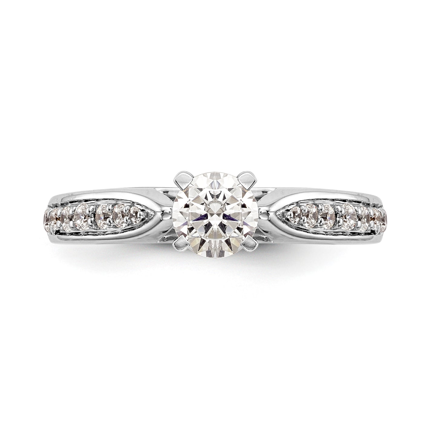 14K White Gold Diamond Peg Set CZ Engagement Ring