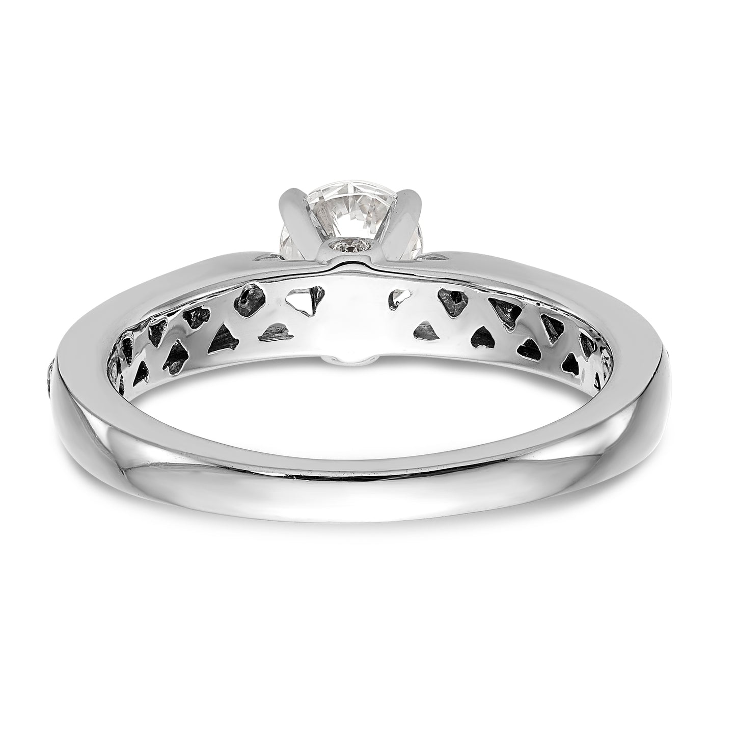 14K White Gold Diamond Peg Set CZ Engagement Ring