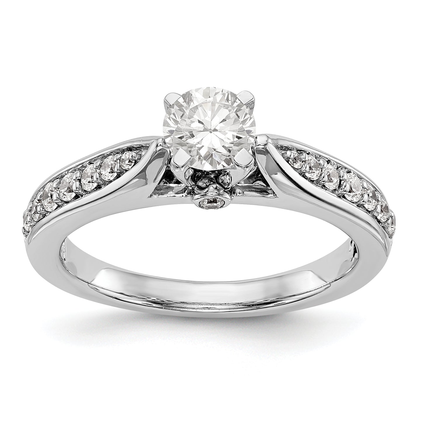 14K White Gold Diamond Peg Set CZ Engagement Ring