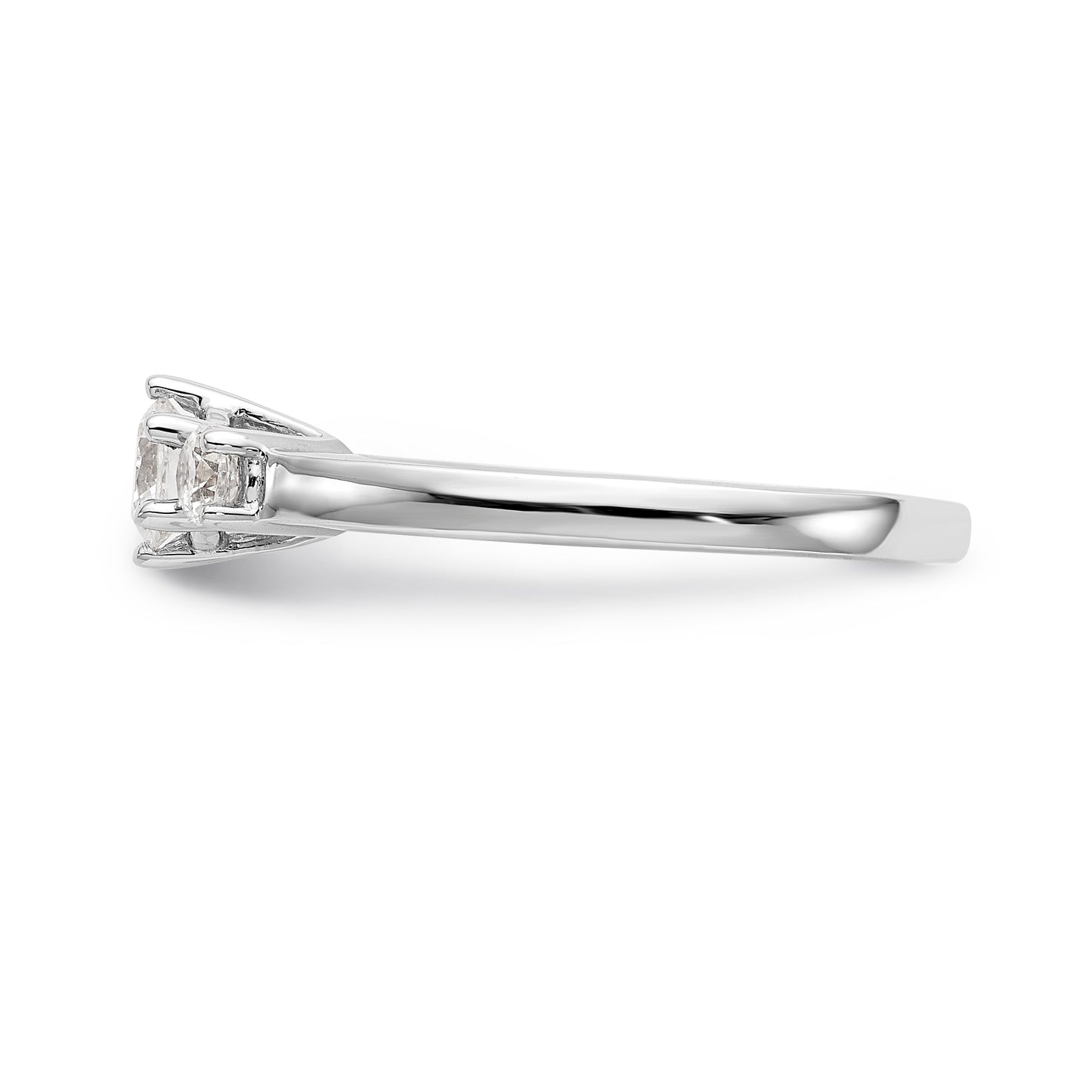 14K White Gold 3 Stone Simulated Diamond Engagement Ring