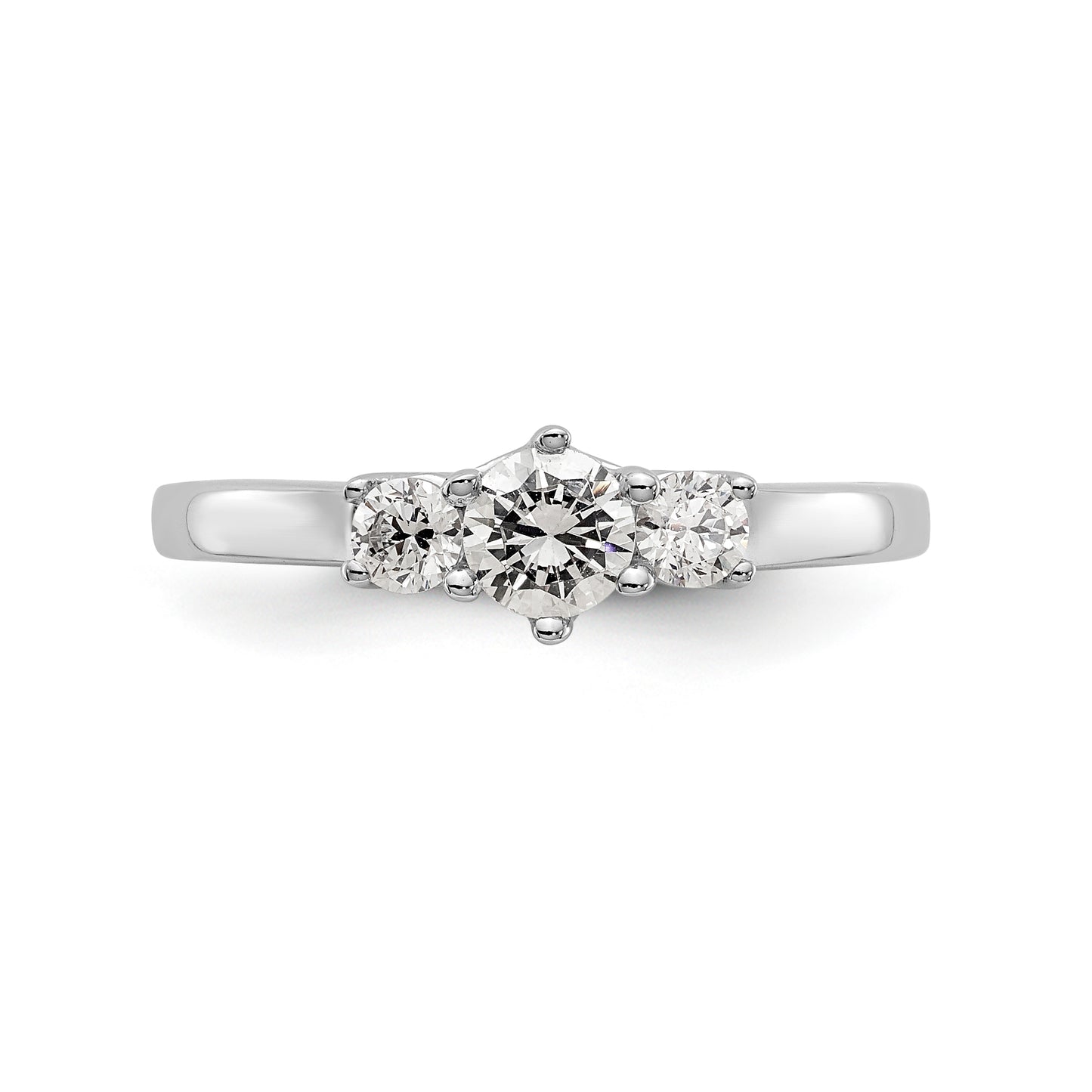 14K White Gold 3 Stone Simulated Diamond Engagement Ring