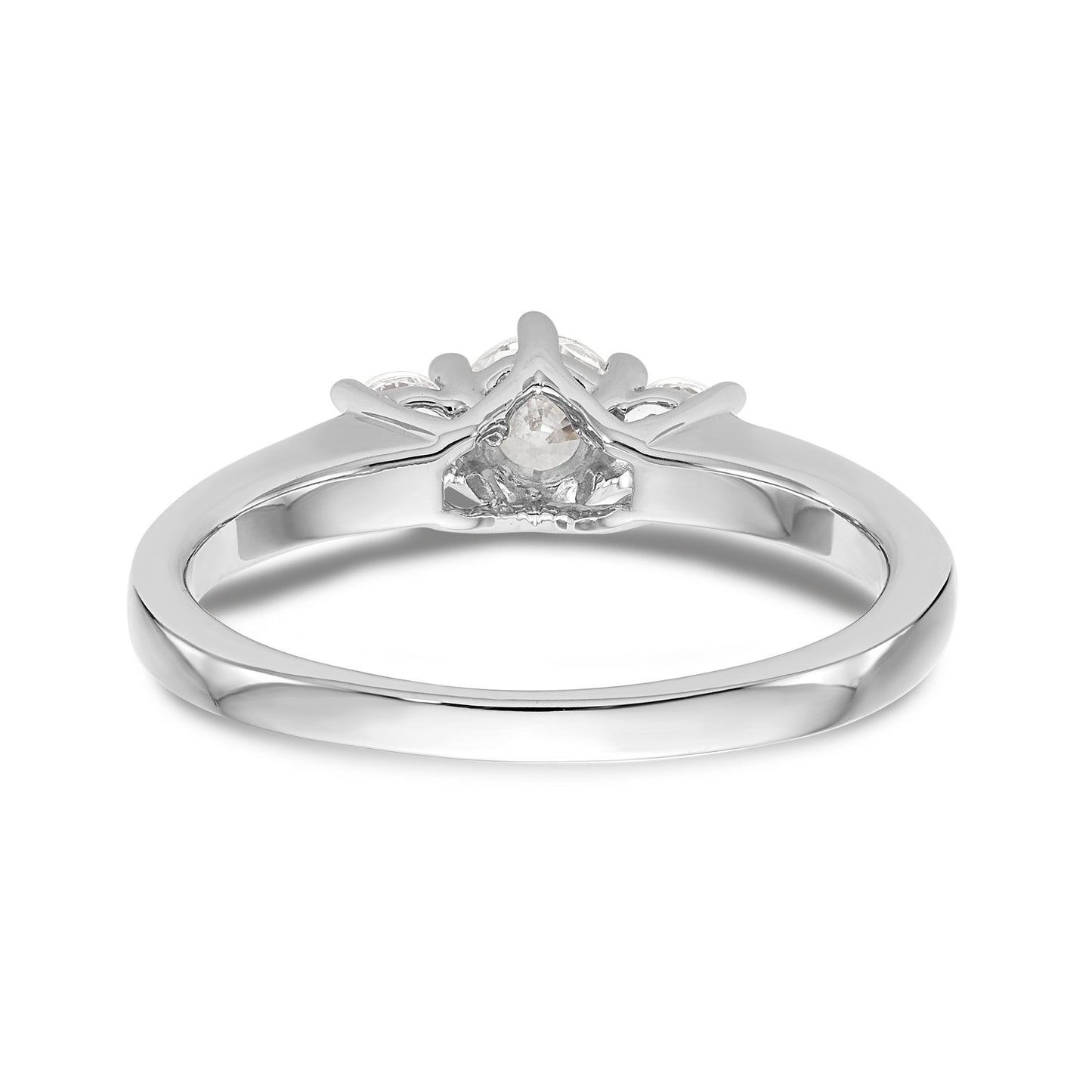 14K White Gold 3 Stone Simulated Diamond Engagement Ring