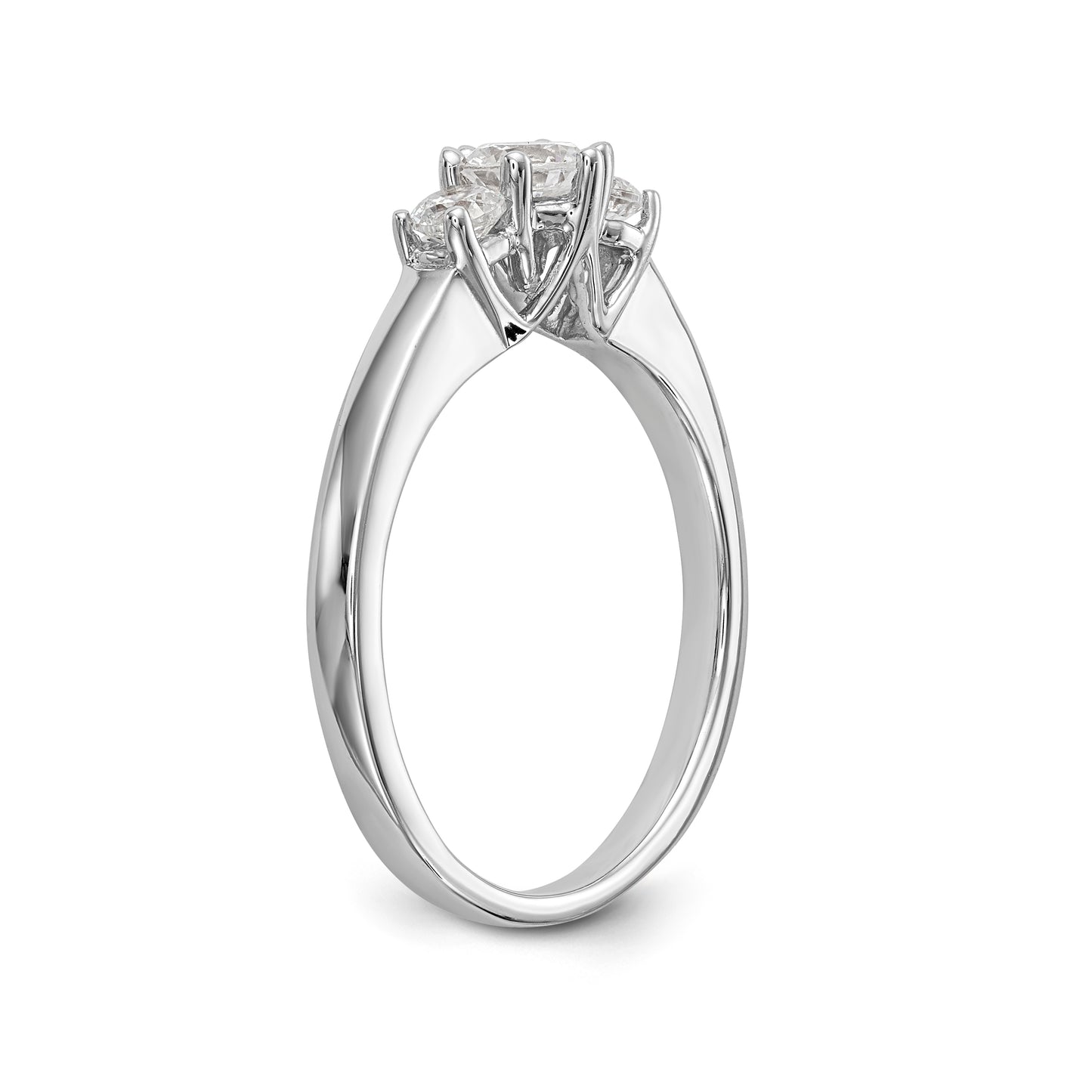 14K White Gold 3 Stone Simulated Diamond Engagement Ring