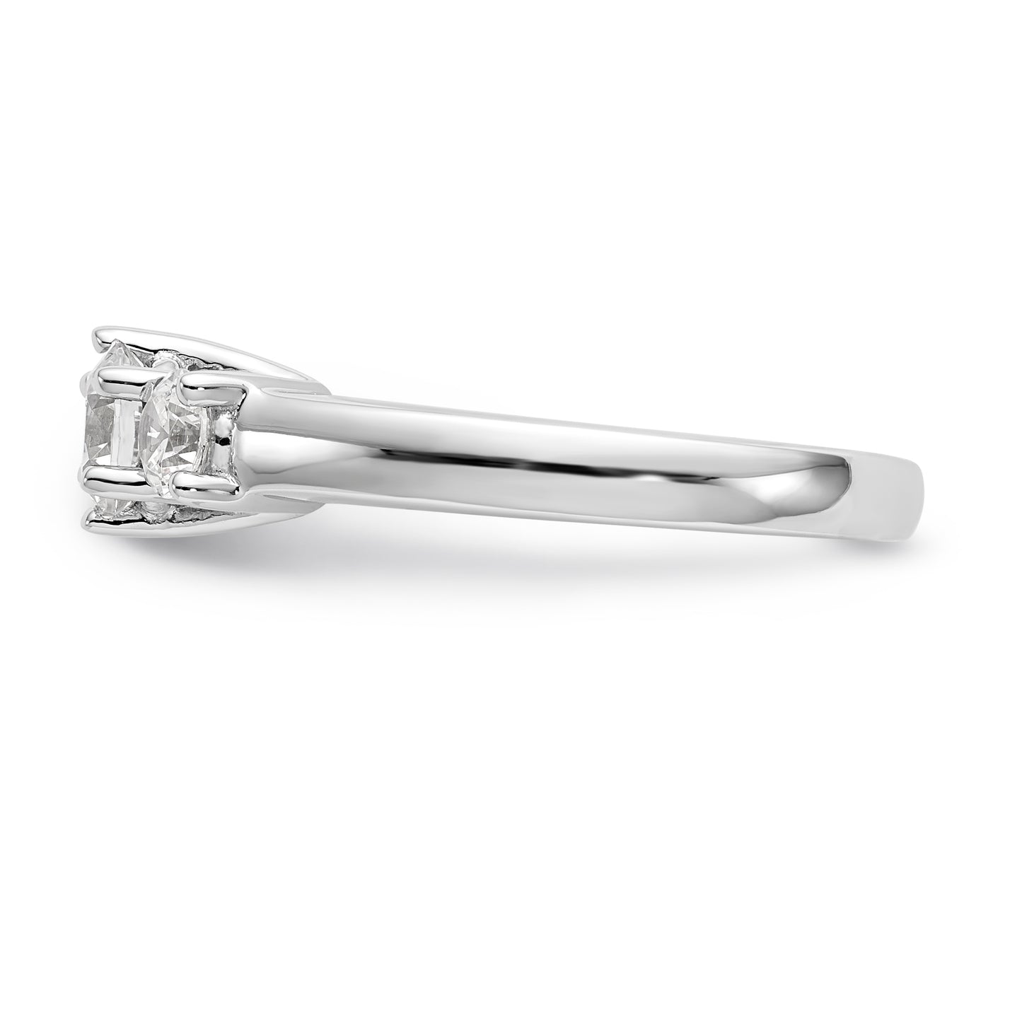 14K White Gold 3 Stone Simulated Diamond Engagement Ring