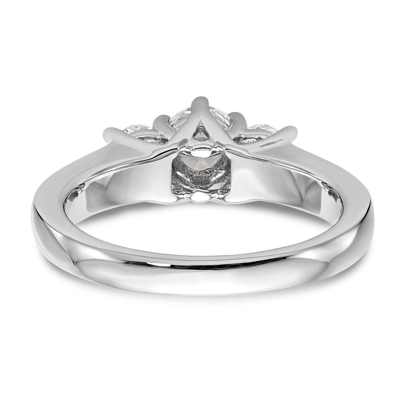 14K White Gold 3 Stone Simulated Diamond Engagement Ring