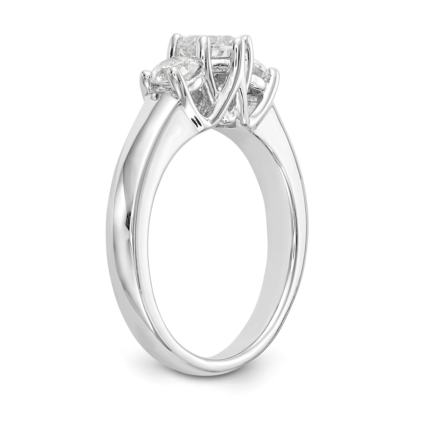 14K White Gold 3 Stone Simulated Diamond Engagement Ring