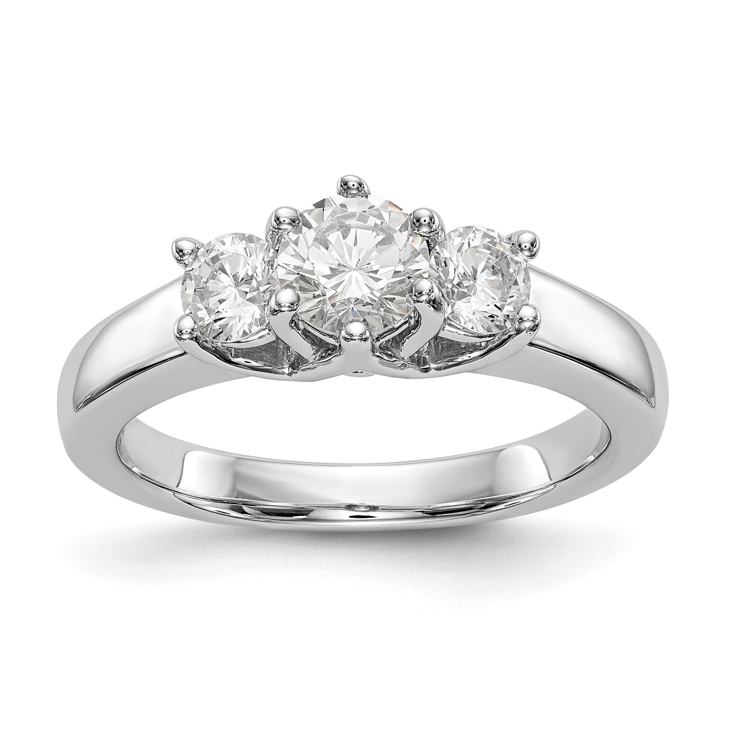 14K White Gold 3 Stone Simulated Diamond Engagement Ring