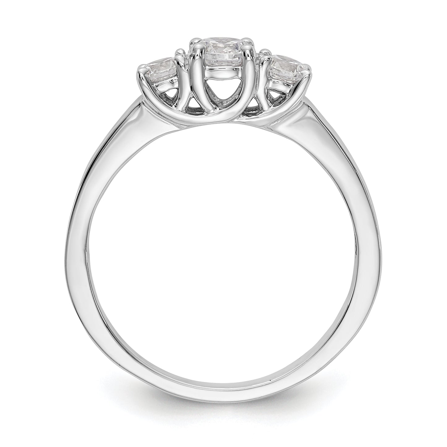 14K White Gold 3 Stone Simulated Diamond Engagement Ring