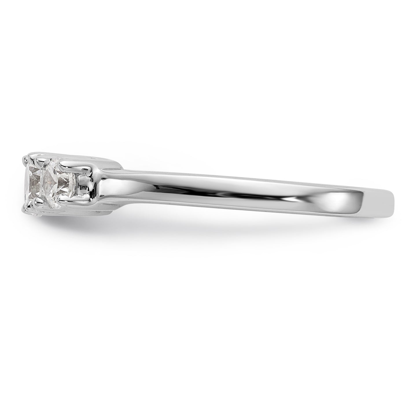 14K White Gold 3 Stone Simulated Diamond Engagement Ring