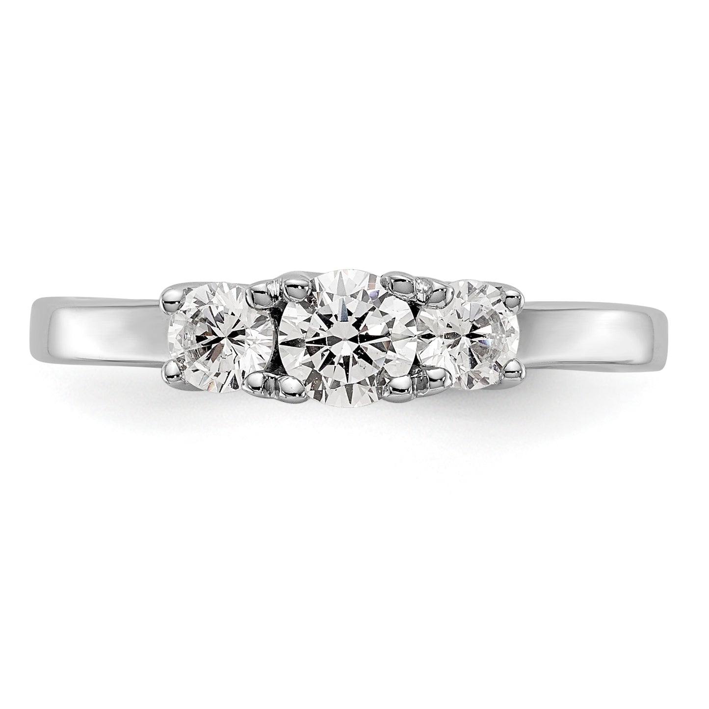 14K White Gold 3 Stone Simulated Diamond Engagement Ring