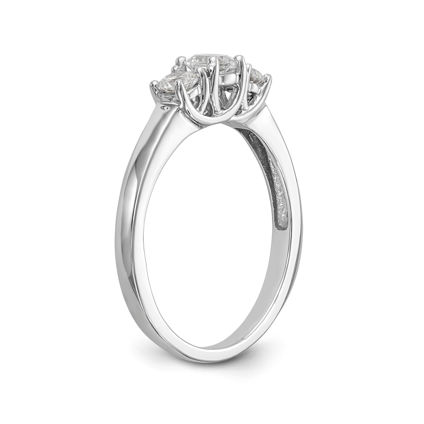 14K White Gold 3 Stone Simulated Diamond Engagement Ring