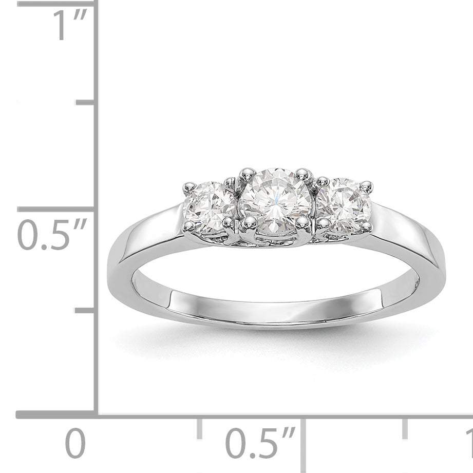 14K White Gold 3 Stone Simulated Diamond Engagement Ring