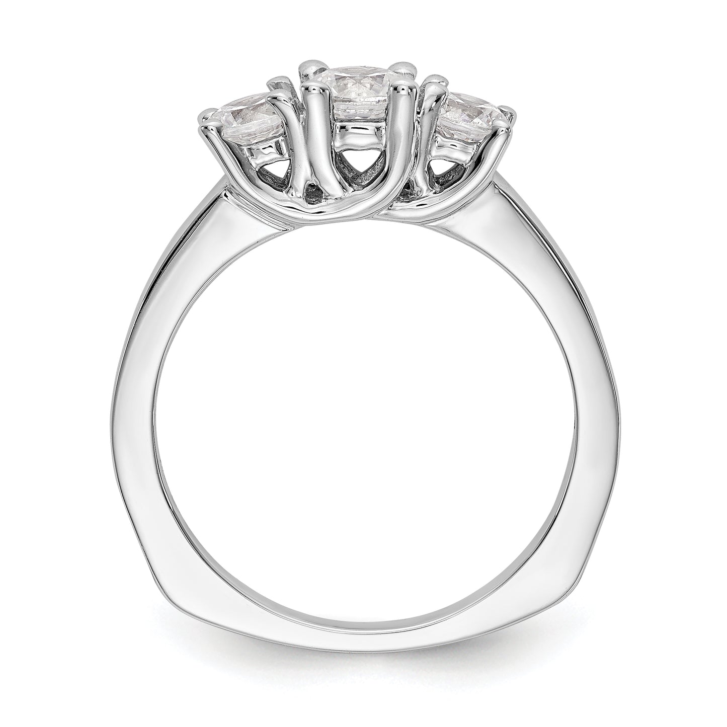 14K White Gold 3 Stone Simulated Diamond Engagement Ring