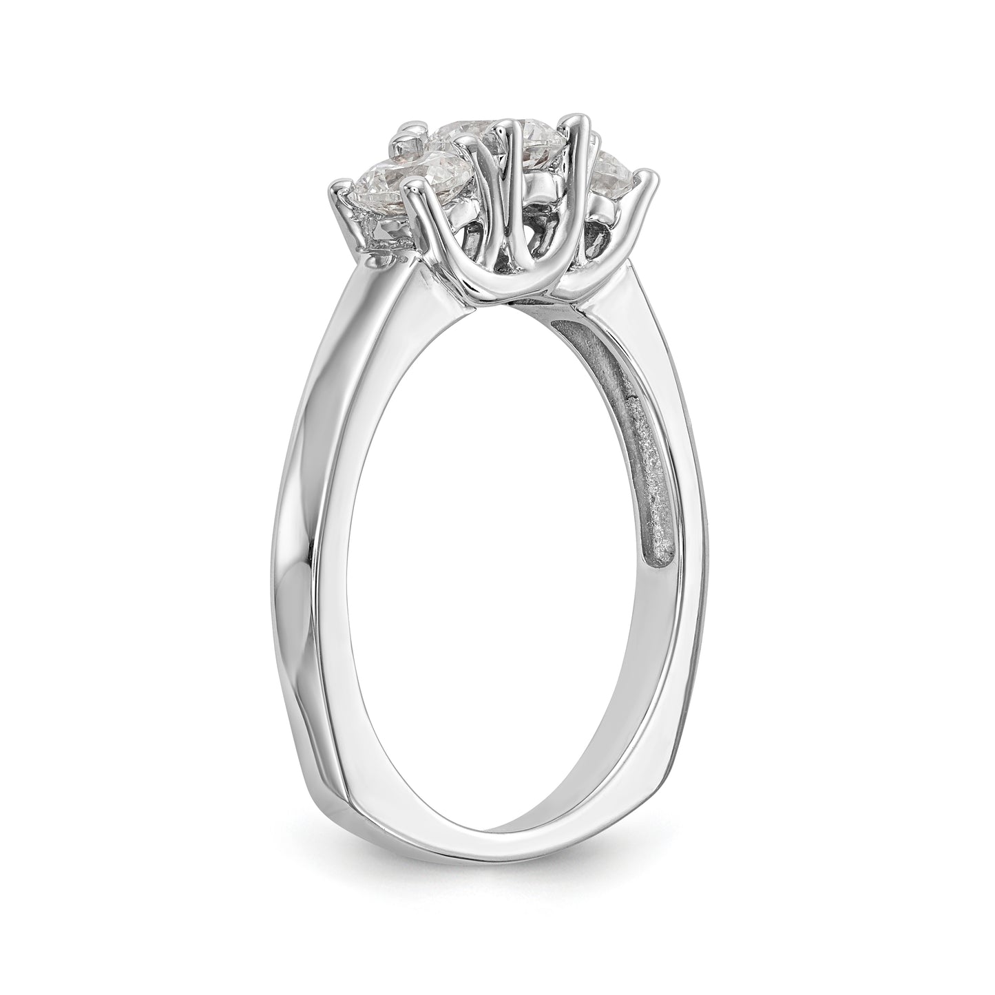 14K White Gold 3 Stone Simulated Diamond Engagement Ring