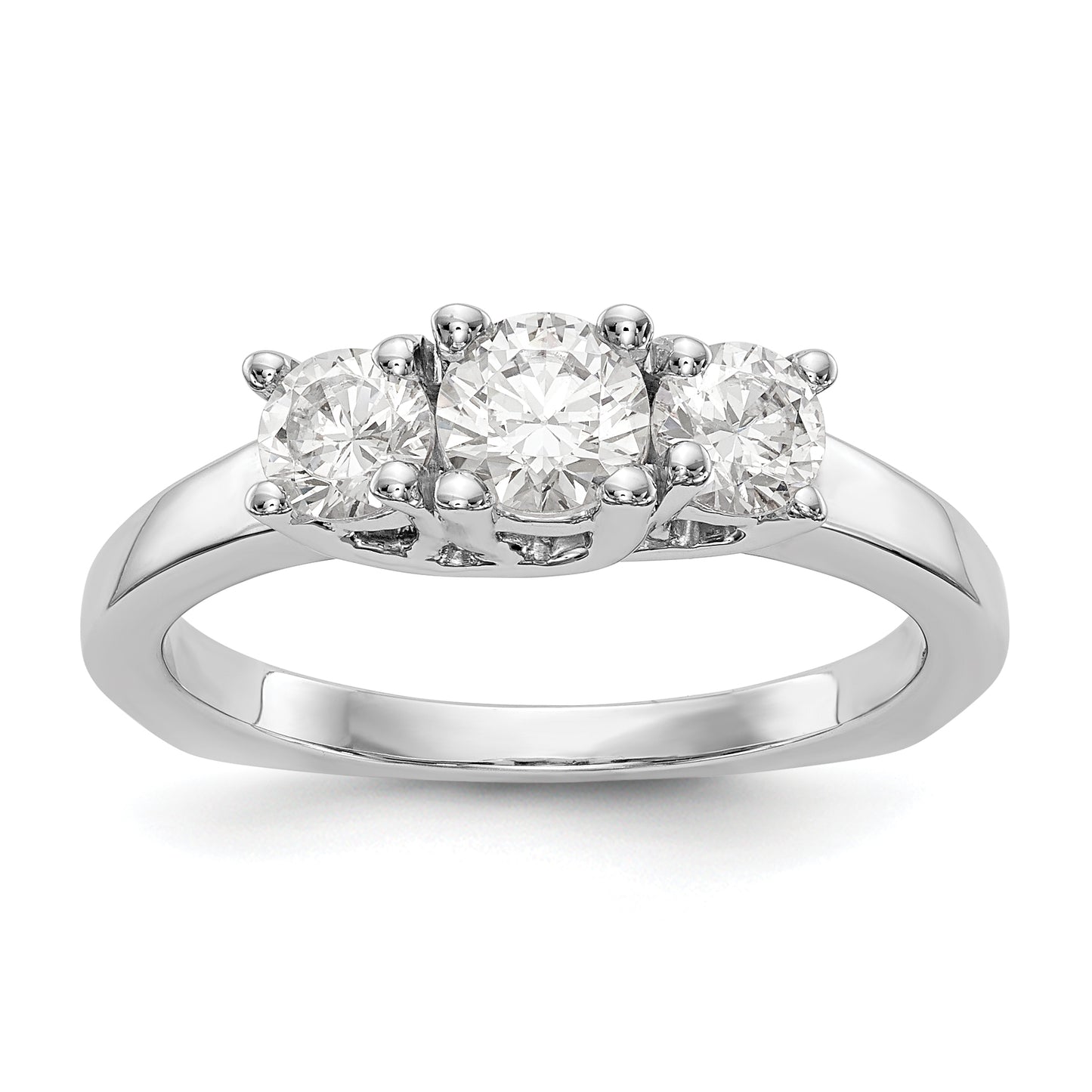 14K White Gold 3 Stone Simulated Diamond Engagement Ring