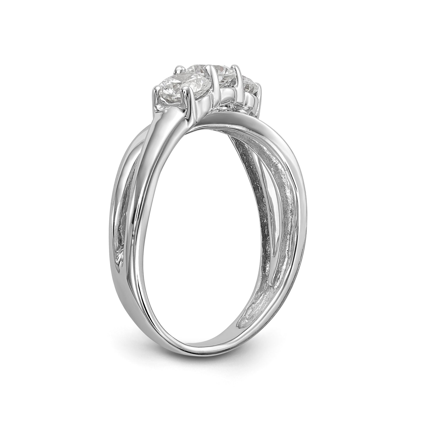 14K White Gold 3 Stone Diamond Engagement Ring