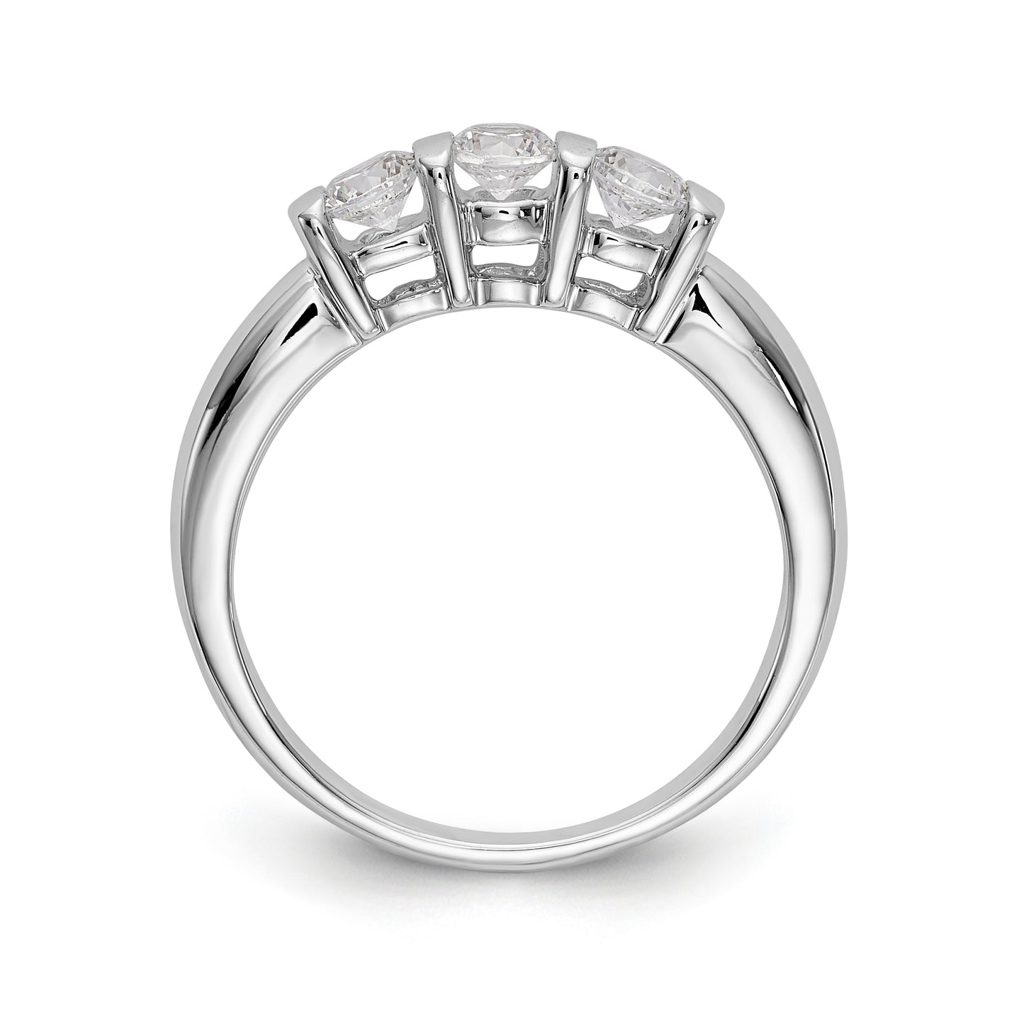 14K White Gold 3 Stone Diamond Engagement Ring