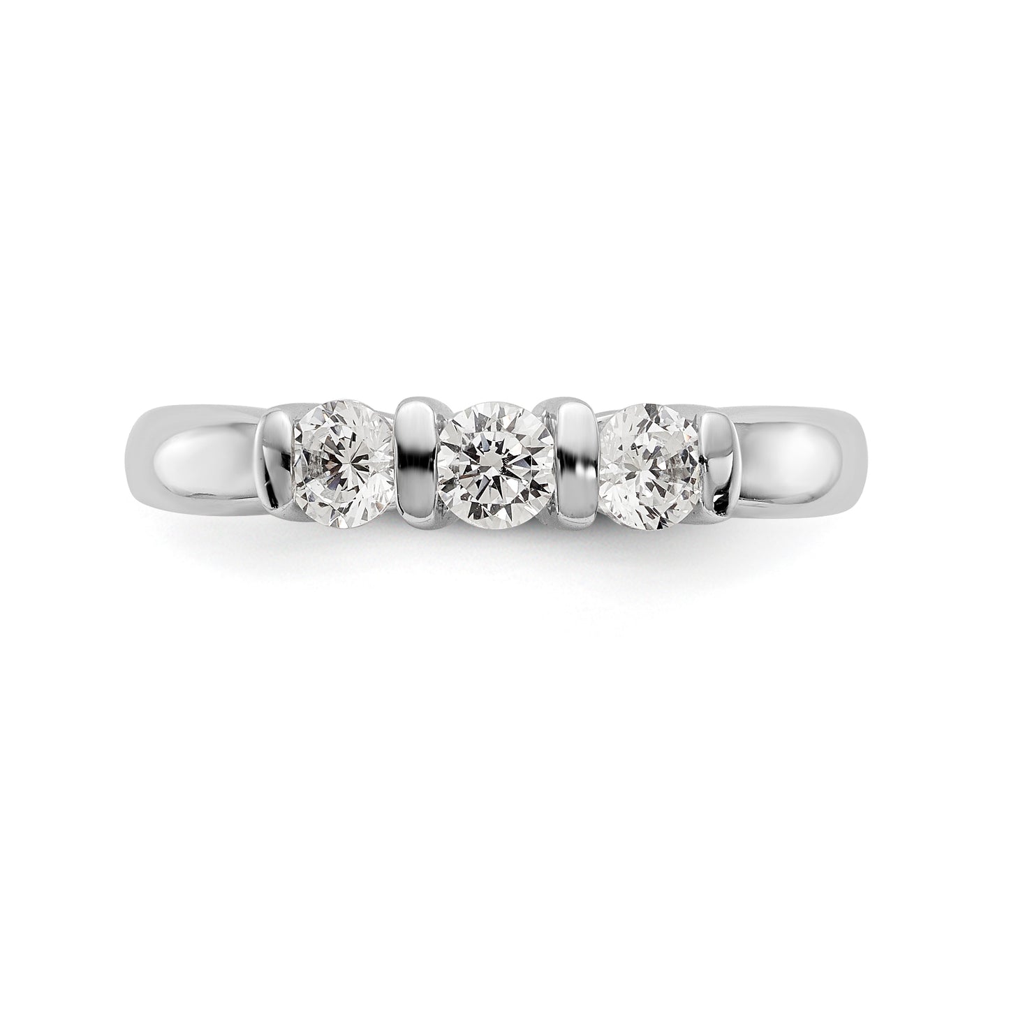 14K White Gold 3 Stone Diamond Engagement Ring