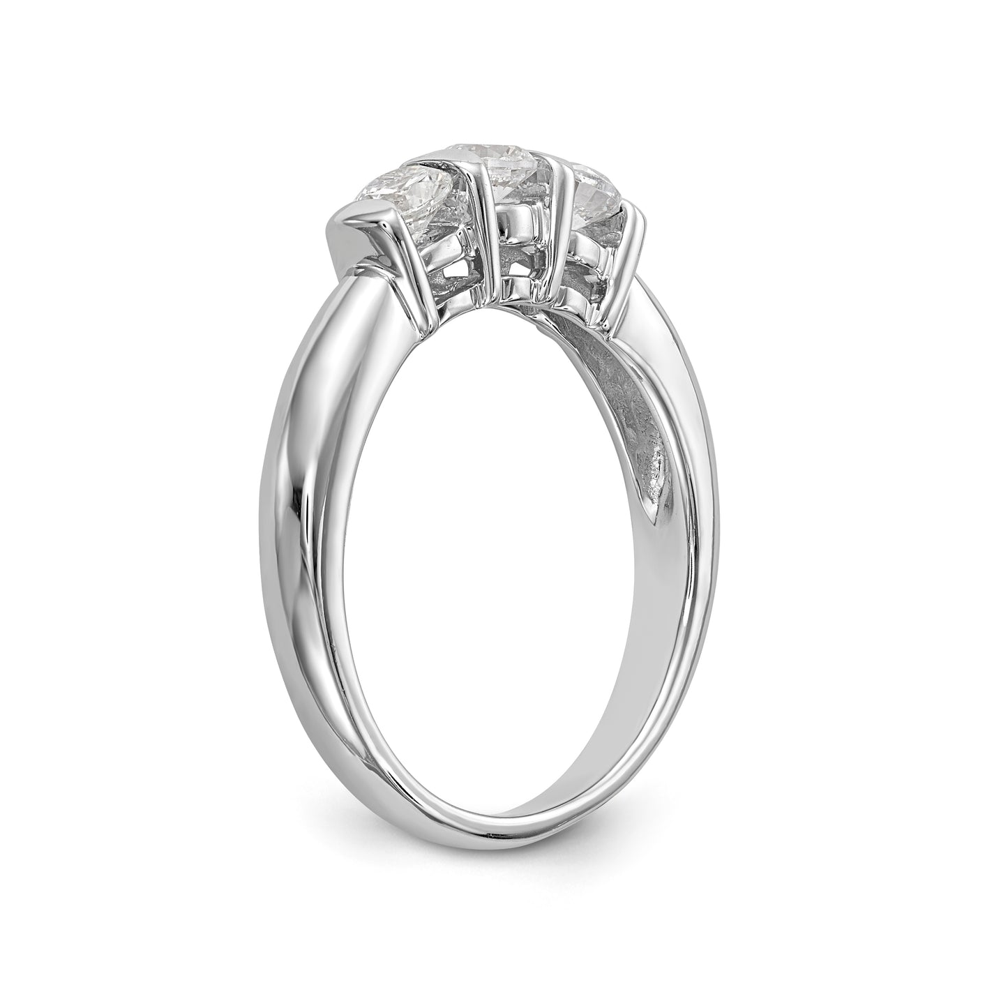 14K White Gold 3 Stone Diamond Engagement Ring