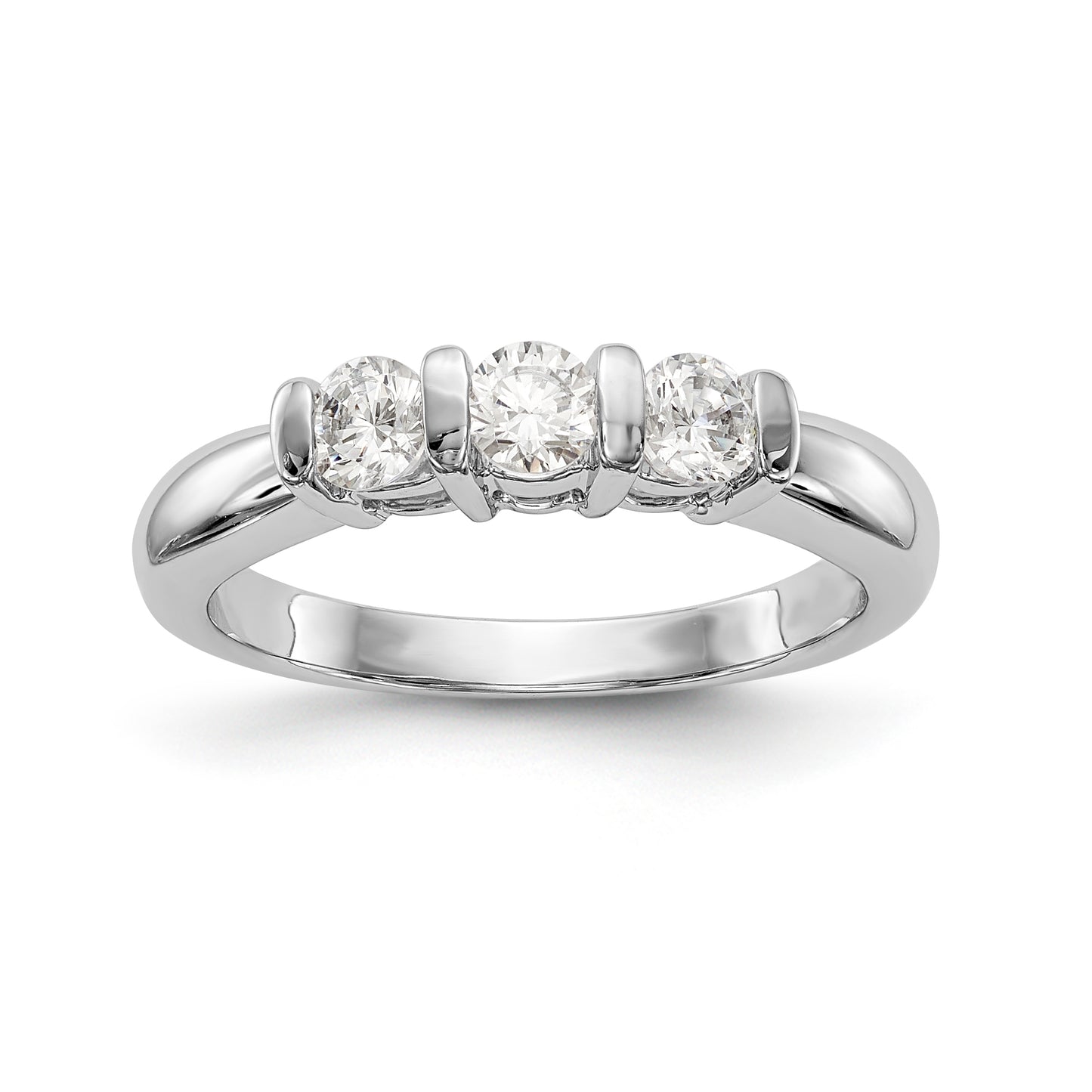 14K White Gold 3 Stone Diamond Engagement Ring