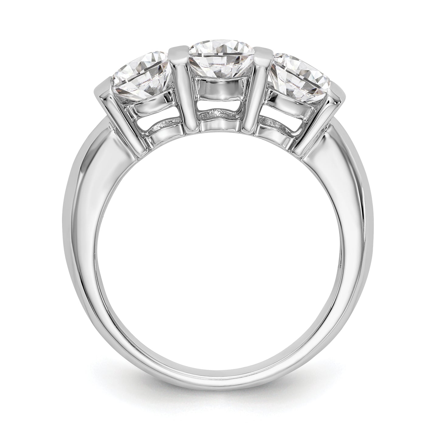 14K White Gold 3 Stone Diamond Engagement Ring