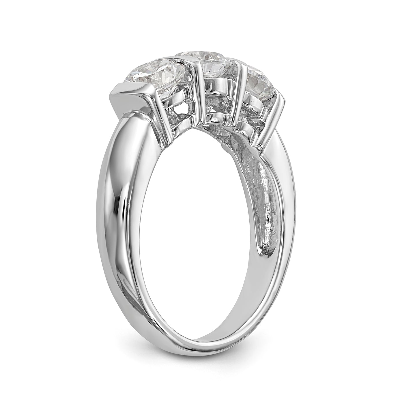 14K White Gold 3 Stone Diamond Engagement Ring