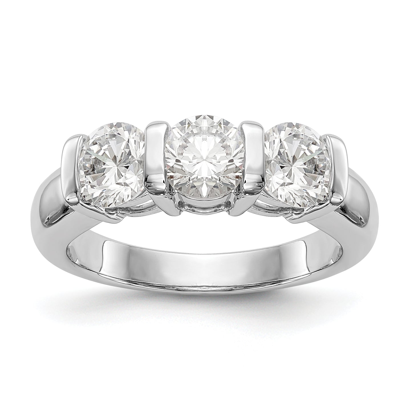 14K White Gold 3 Stone Diamond Engagement Ring