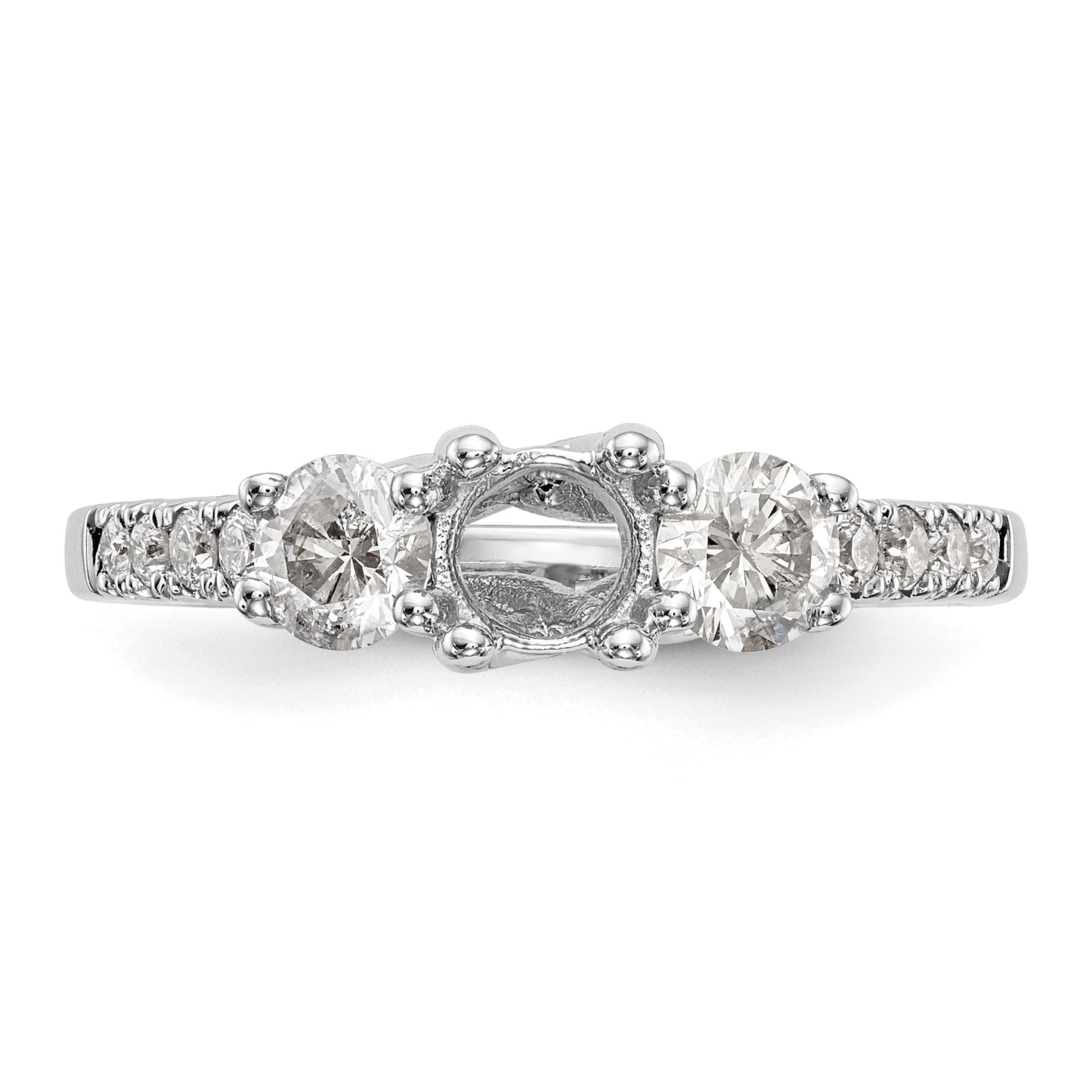 14K White Gold 3 Stone Simulated Diamond Engagement Ring