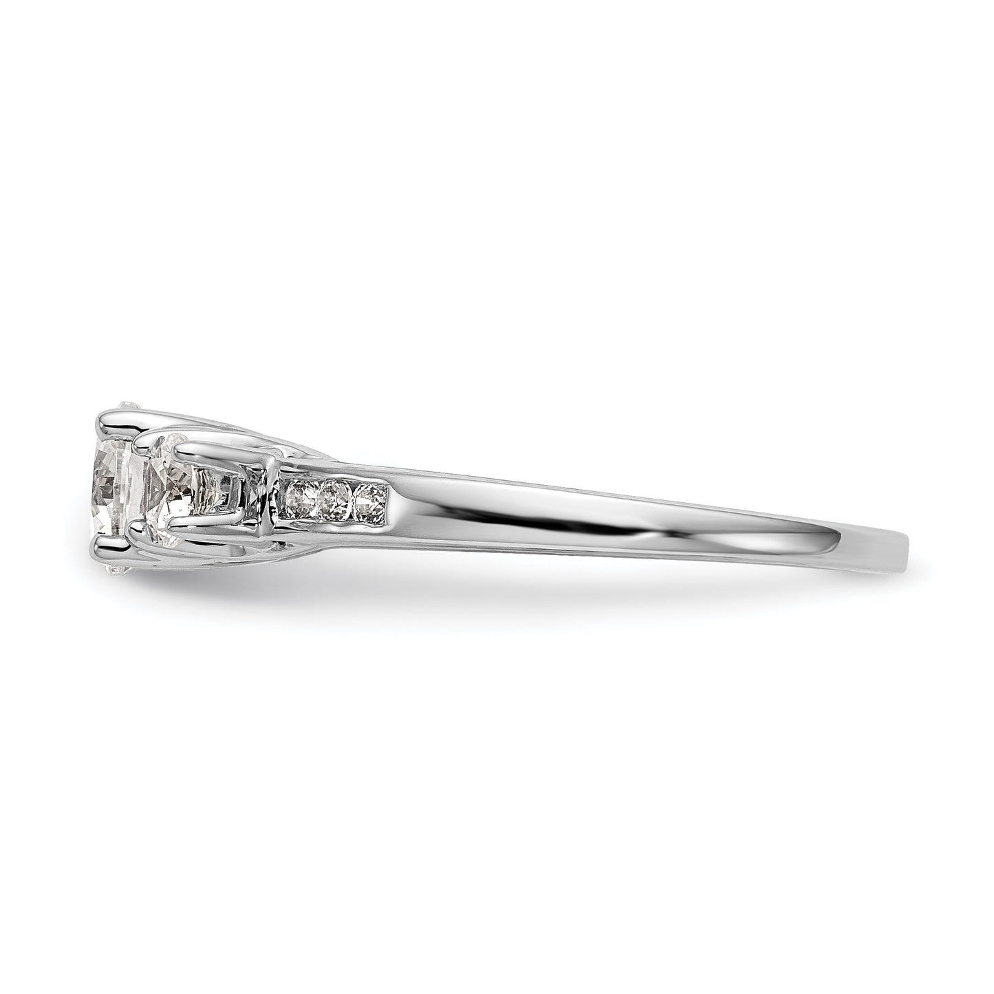 14K White Gold 3 Stone Simulated Diamond Engagement Ring