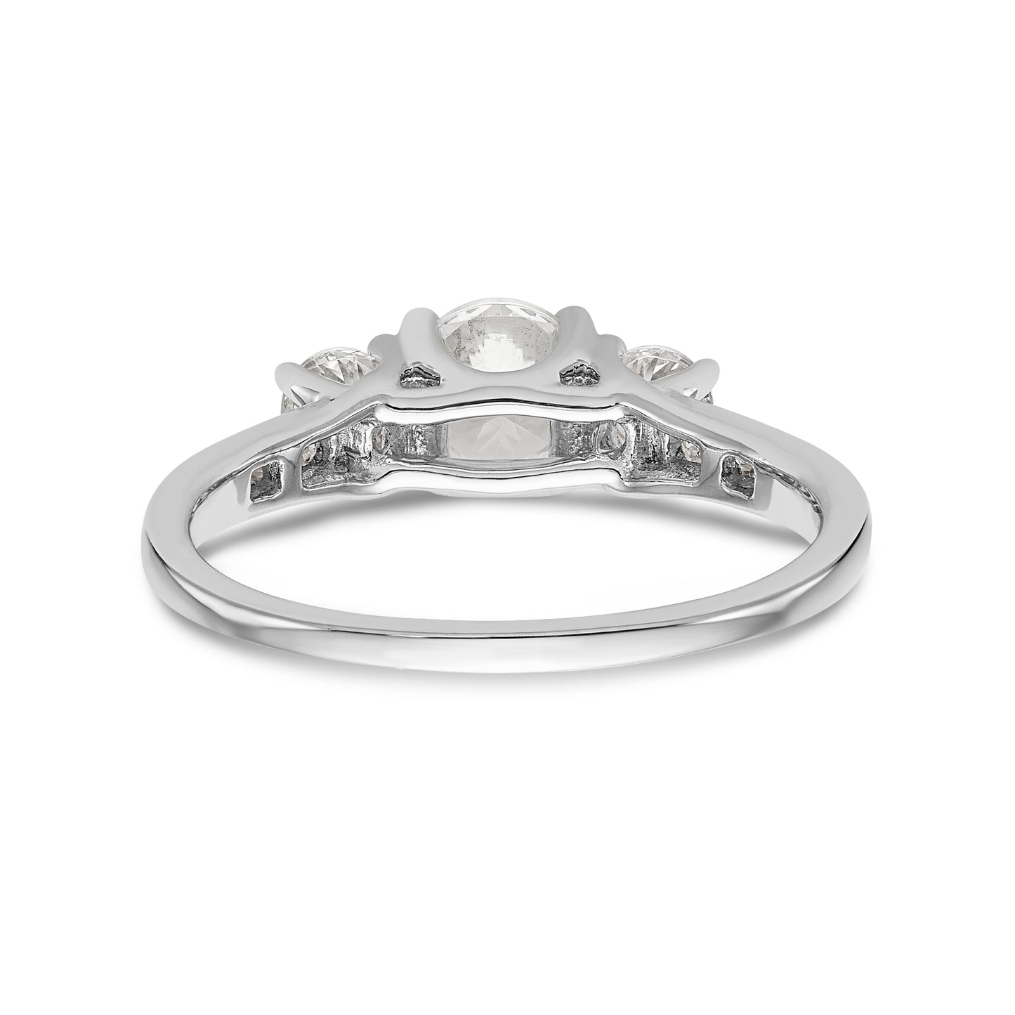 14K White Gold 3 Stone Simulated Diamond Engagement Ring