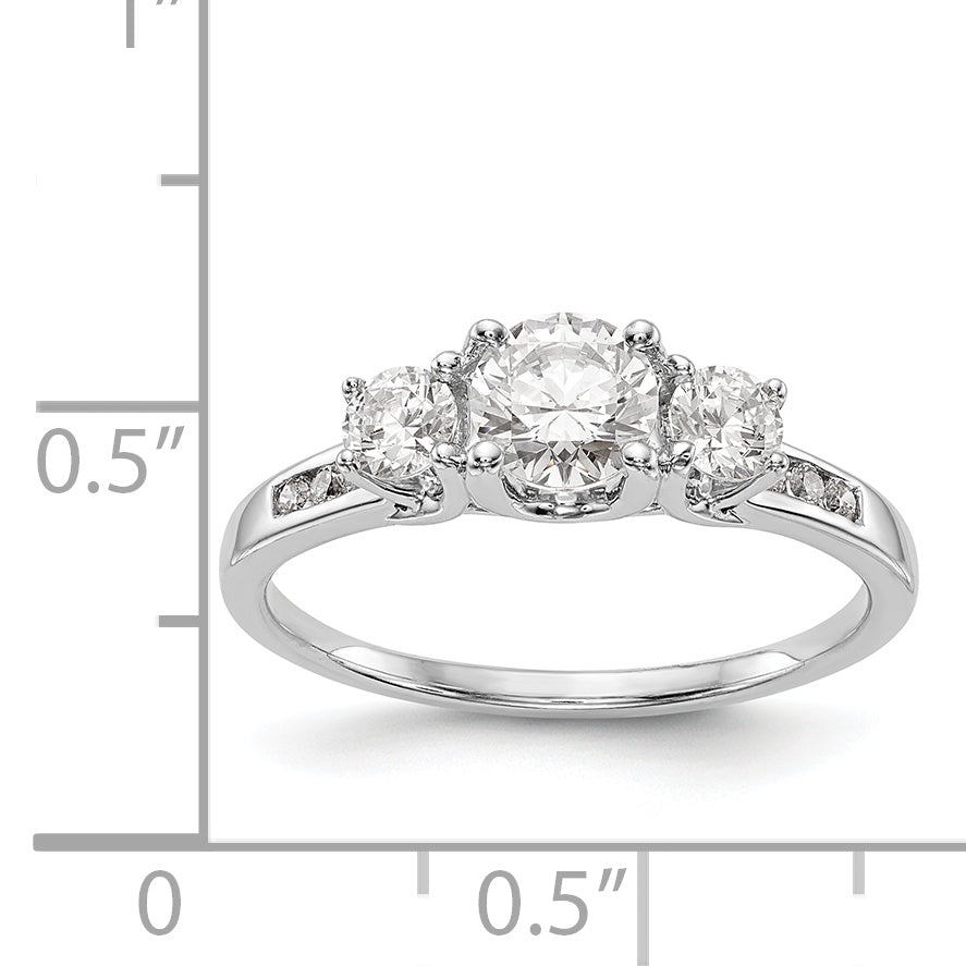 14K White Gold 3 Stone Simulated Diamond Engagement Ring