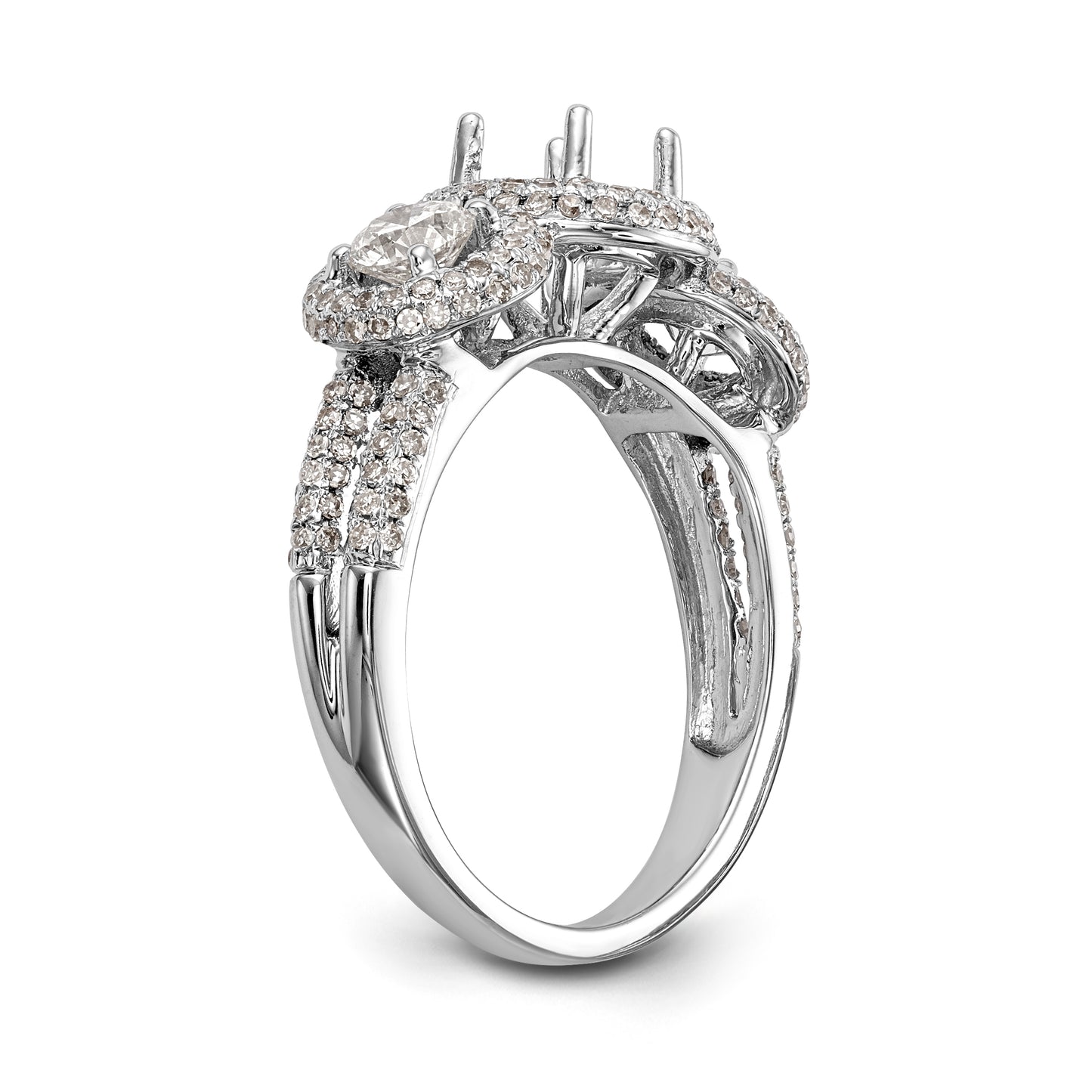 14K White Gold 3 Stone Simulated Diamond Engagement Ring