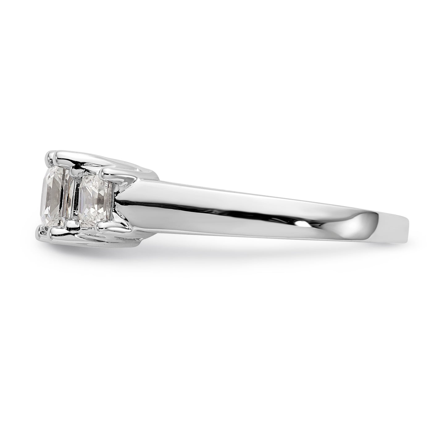 14K White Gold 3 Stone Simulated Diamond Engagement Ring