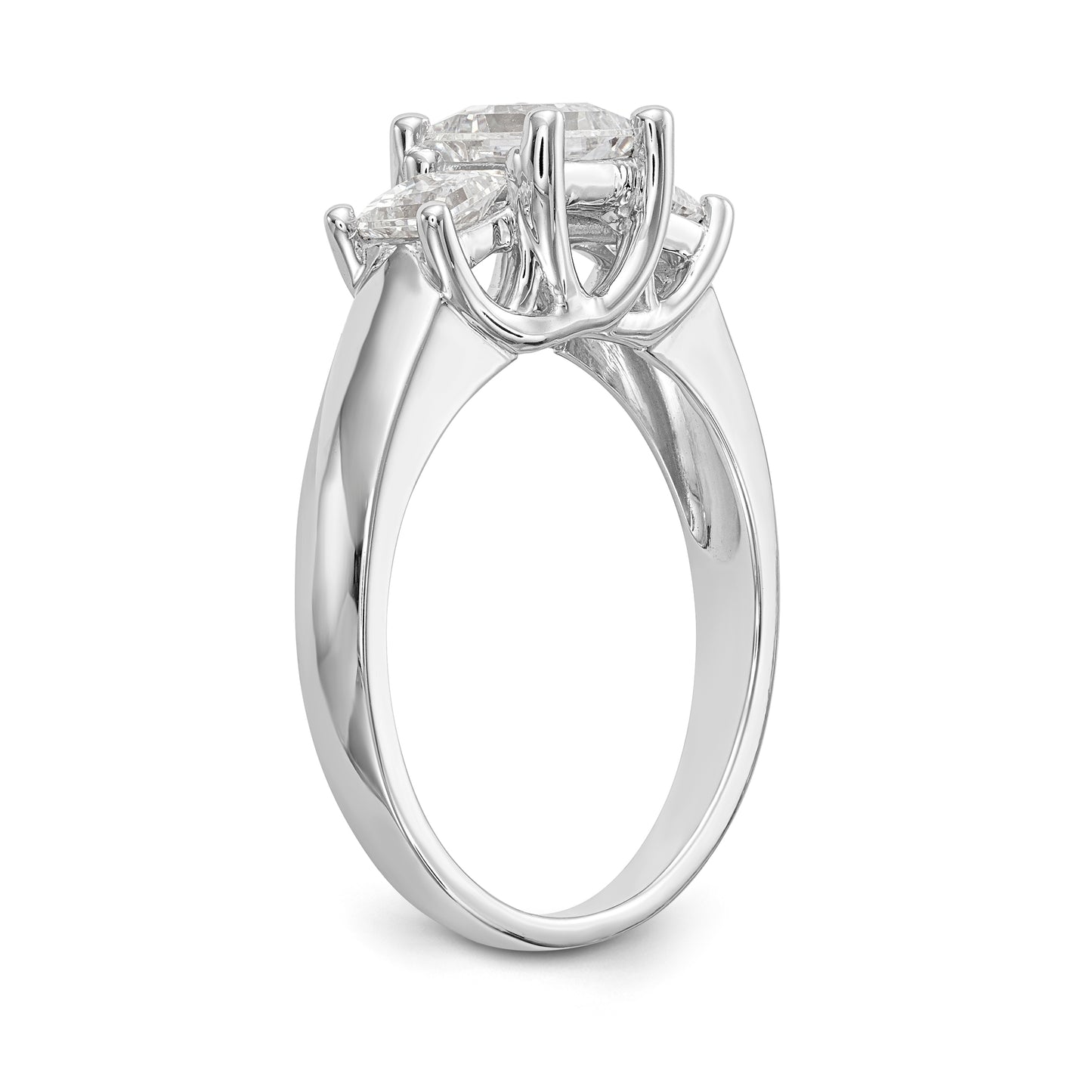 14K White Gold 3 Stone Simulated Diamond Engagement Ring