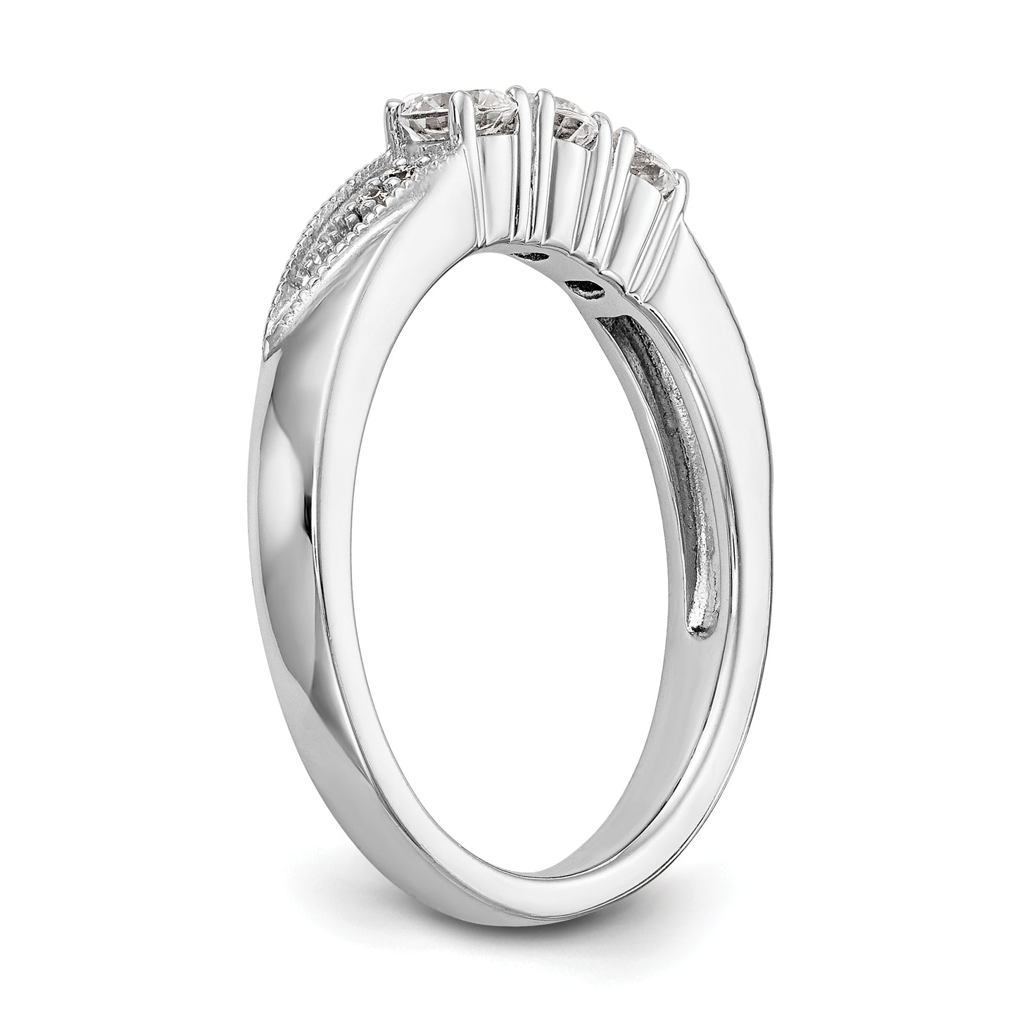 14K White Gold Diamond Wedding Band