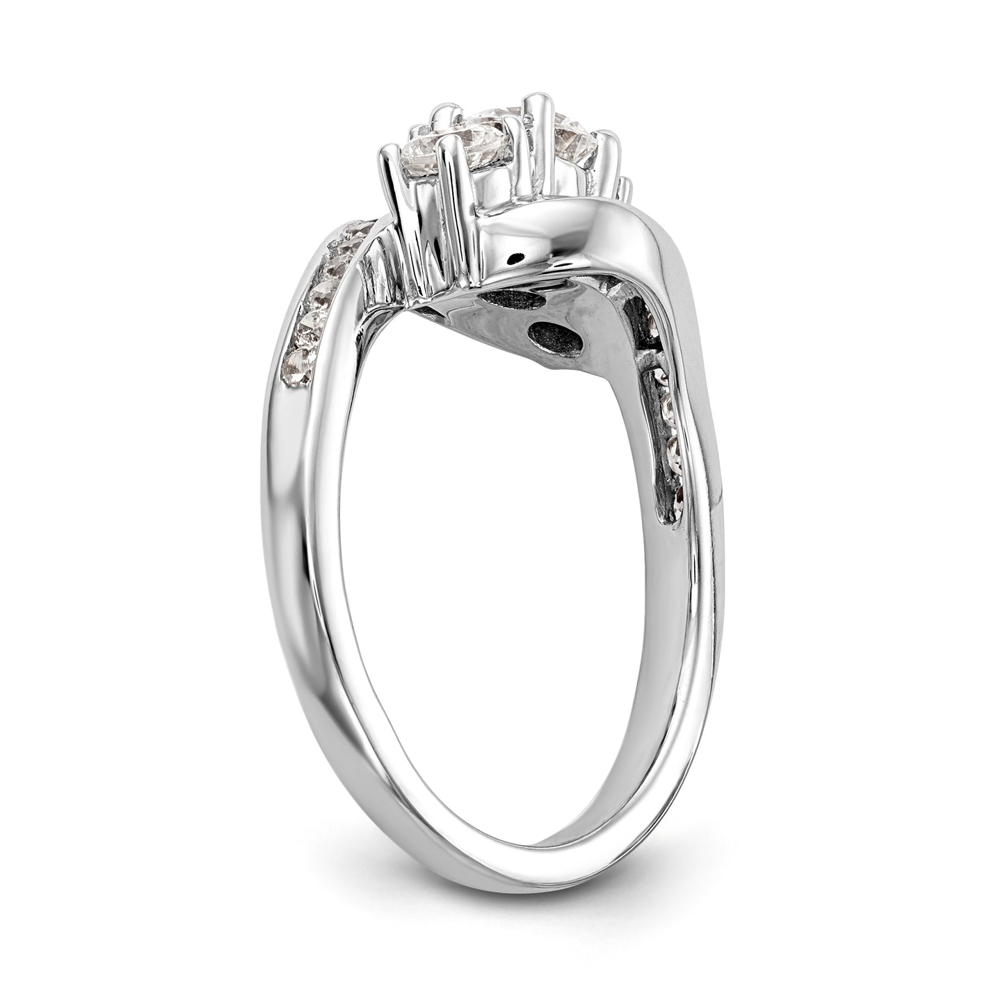 14K White Gold 3 Stone Simulated Diamond Engagement Ring