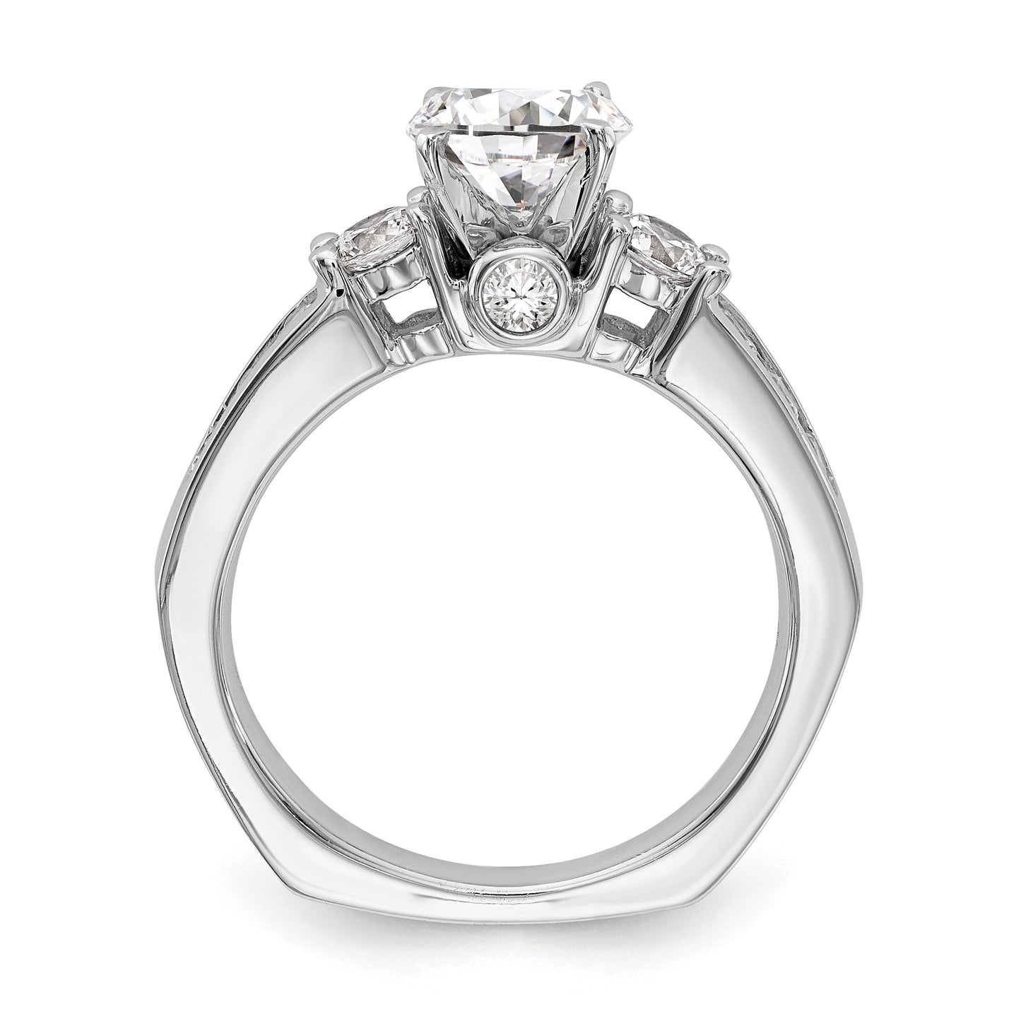 14K White Gold 3 Stone Simulated Diamond Engagement Ring