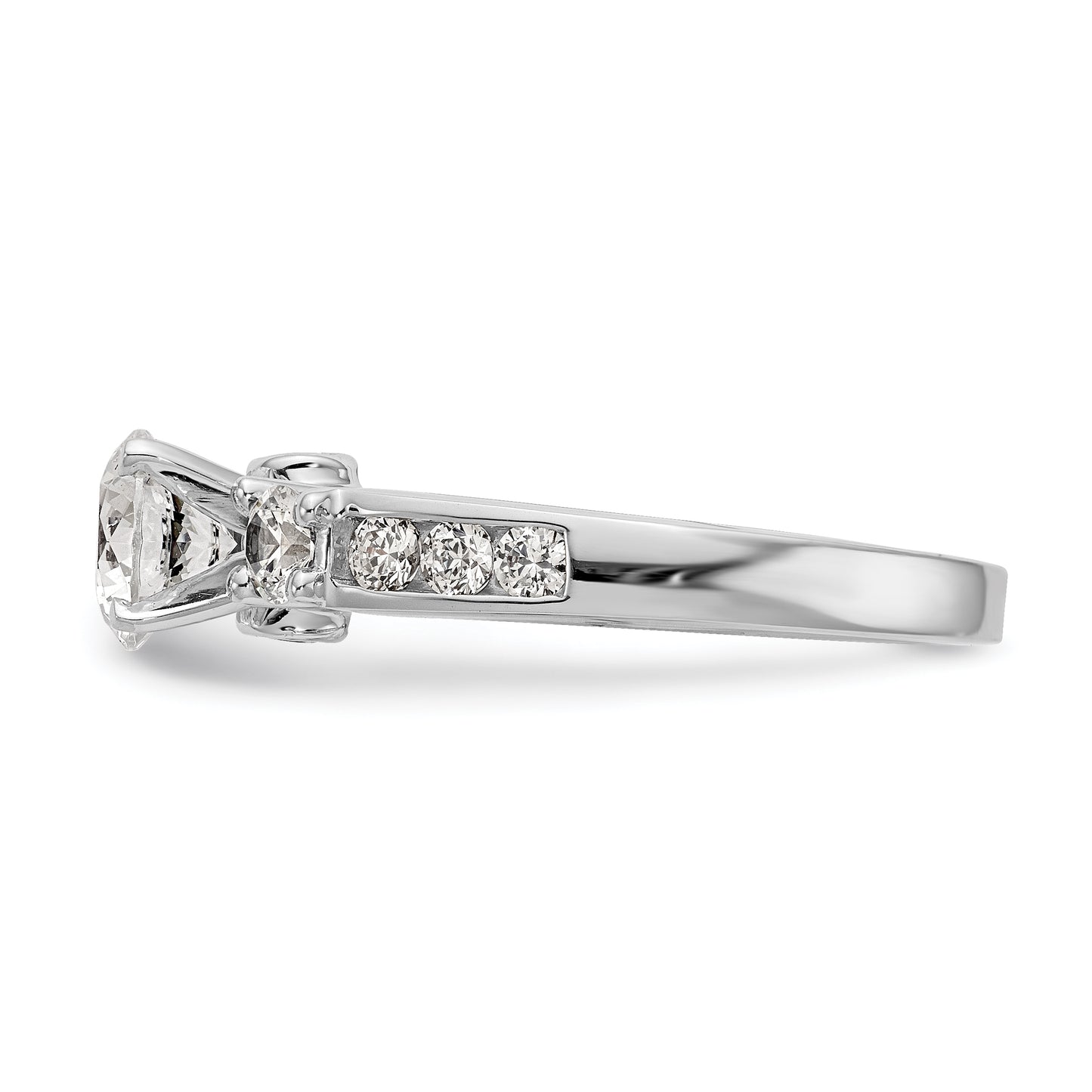 14K White Gold 3 Stone Simulated Diamond Engagement Ring