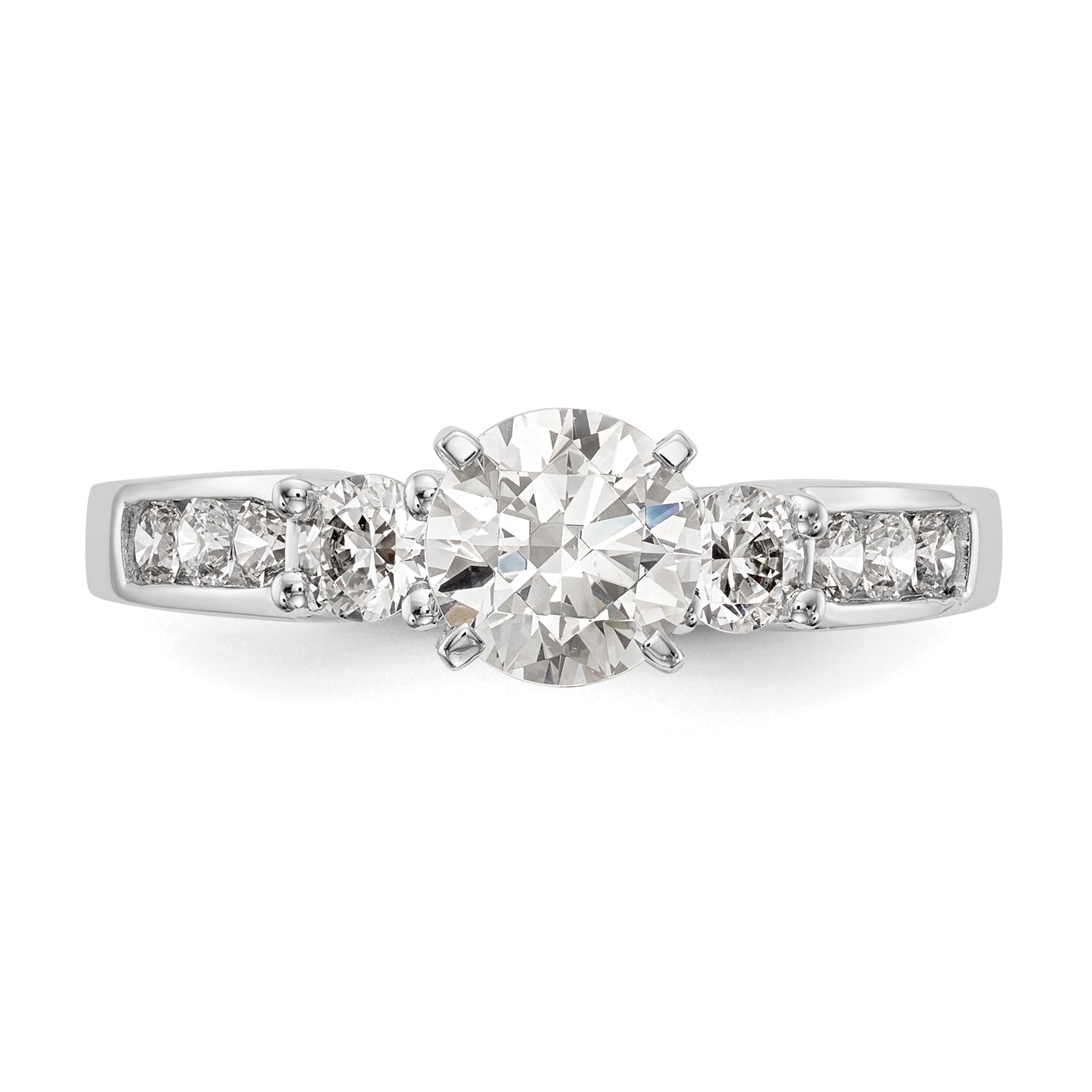 14K White Gold 3 Stone Simulated Diamond Engagement Ring