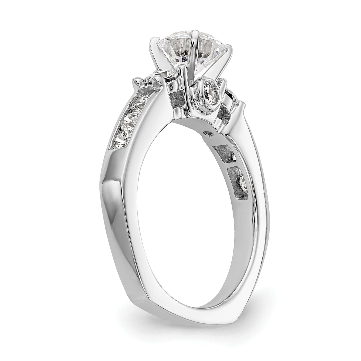 14K White Gold 3 Stone Simulated Diamond Engagement Ring