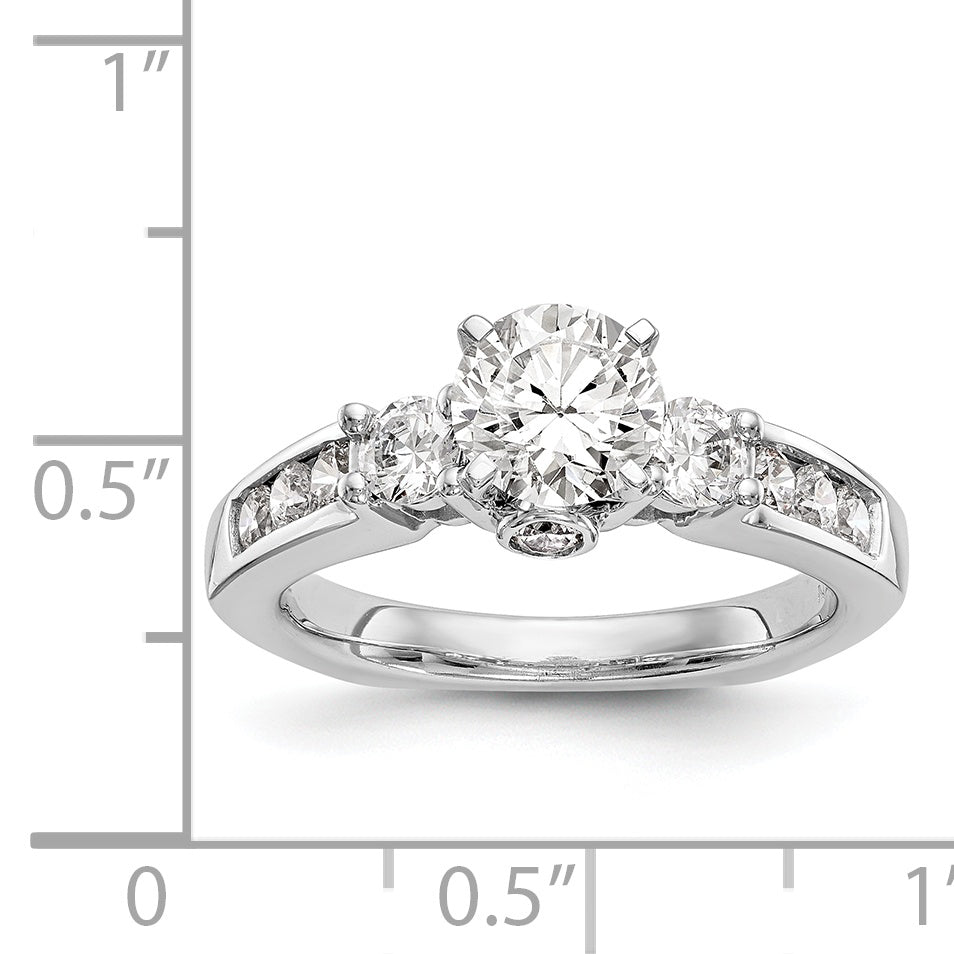 14K White Gold 3 Stone Simulated Diamond Engagement Ring