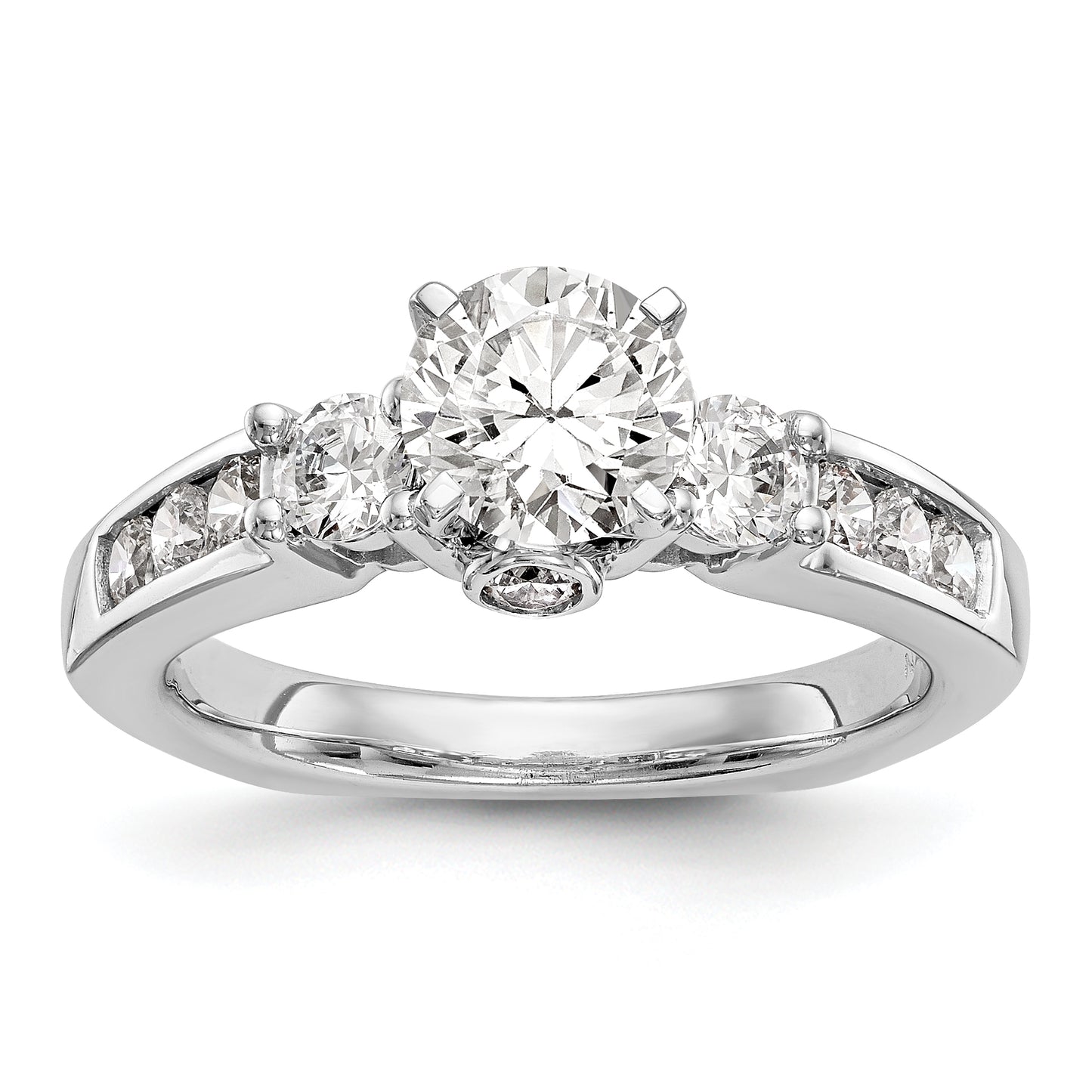 14K White Gold 3 Stone Simulated Diamond Engagement Ring